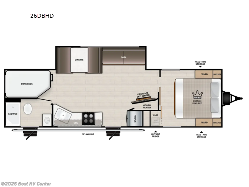 2027 Forest River Wildwood 26DBHD - New Travel Trailer For Sale by Best RV Center in Turlock, California features Slideout