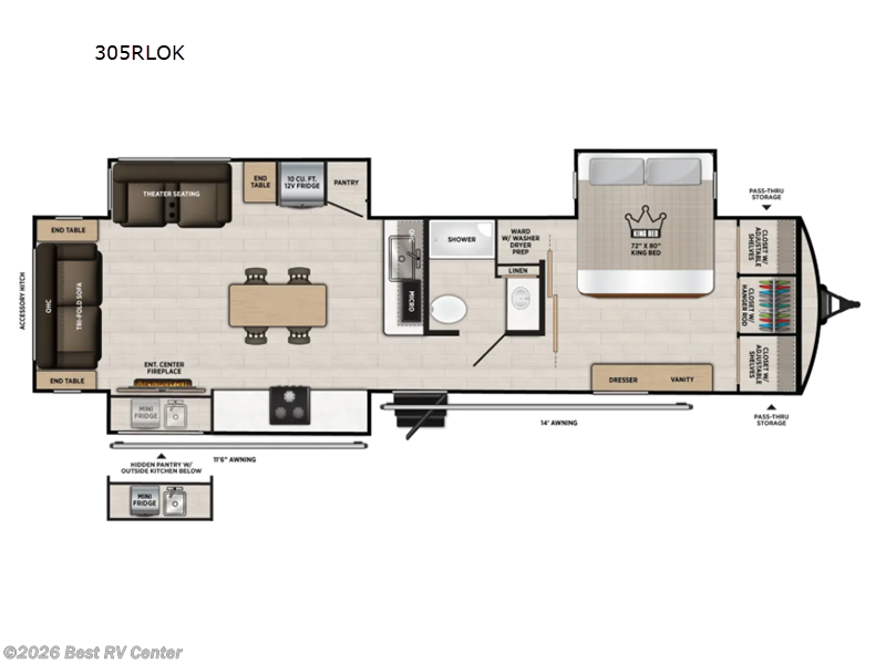 2027 Forest River Wildwood Heritage Glen 305RLOK - New Travel Trailer For Sale by Best RV Center in Turlock, California features Slideout