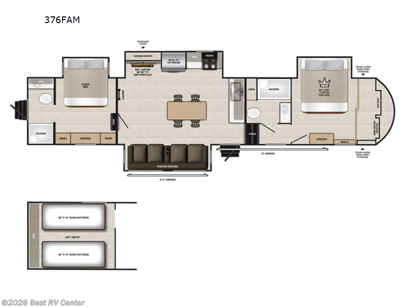 2027 Forest River Wildwood Heritage Glen 376FAM - New Fifth Wheel For Sale by Best RV Center in Turlock, California features Slideout