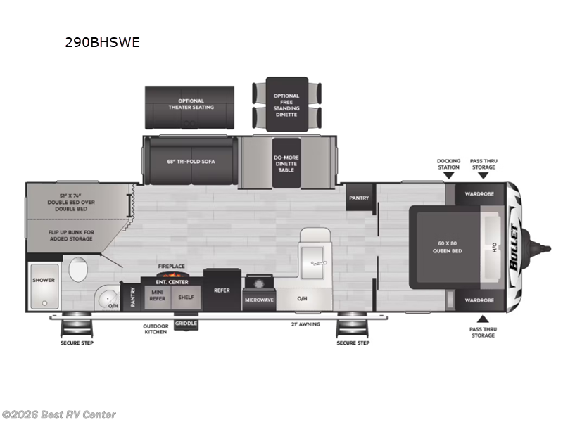 2024 Keystone Bullet 290BHSWE - Used Travel Trailer For Sale by Best RV Center in Turlock, California features Slideout