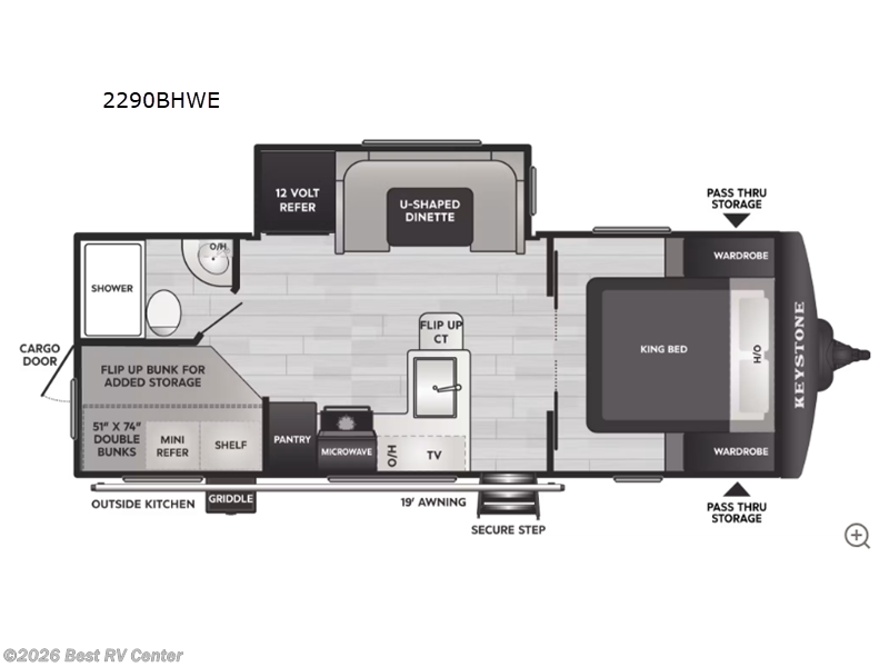 2027 Keystone Bullet Crossfire 2290BHWE - New Travel Trailer For Sale by Best RV Center in Turlock, California features Slideout
