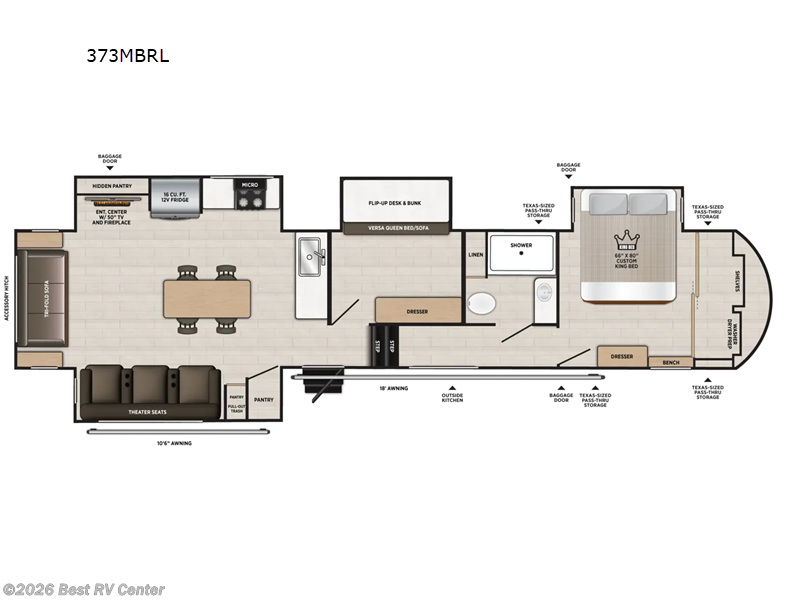 2027 Forest River Wildwood Heritage Glen 373MBRL - New Fifth Wheel For Sale by Best RV Center in Turlock, California features Slideout