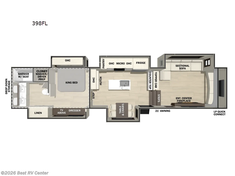 2027 Forest River Cedar Creek 398FL - New Fifth Wheel For Sale by Best RV Center in Turlock, California features Slideout