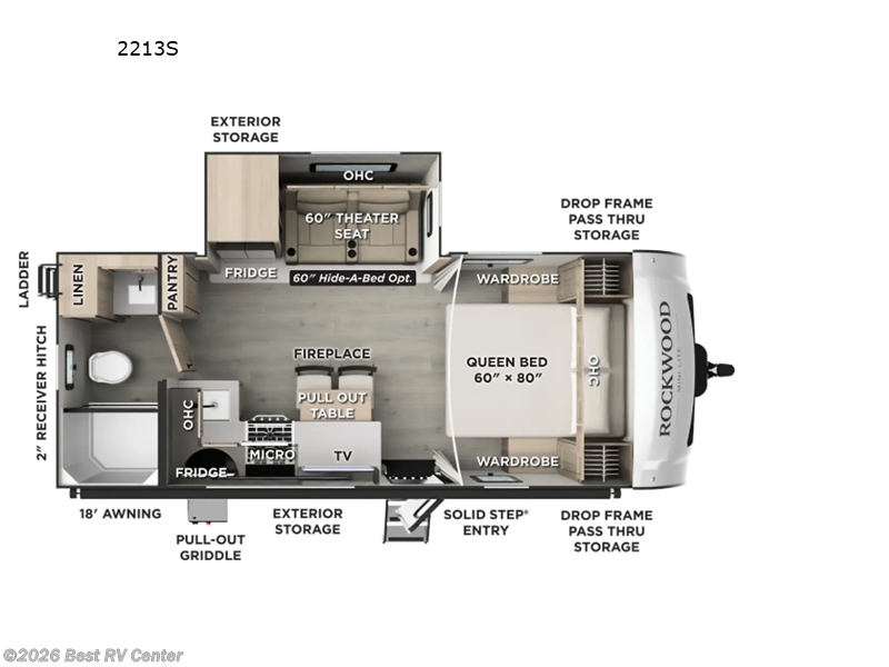 2027 Forest River Rockwood Mini Lite 2213S - New Travel Trailer For Sale by Best RV Center in Turlock, California features Slideout