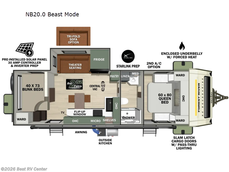 2027 Forest River No Boundaries NB20.0 Beast Mode - New Travel Trailer For Sale by Best RV Center in Turlock, California features Slideout