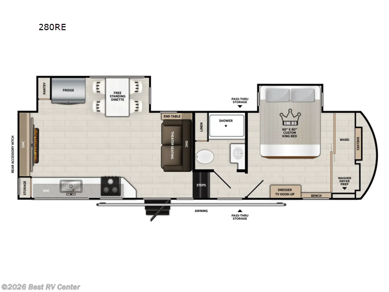 2027 Forest River Wildwood Heritage Glen 280RE - New Fifth Wheel For Sale by Best RV Center in Turlock, California features Slideout
