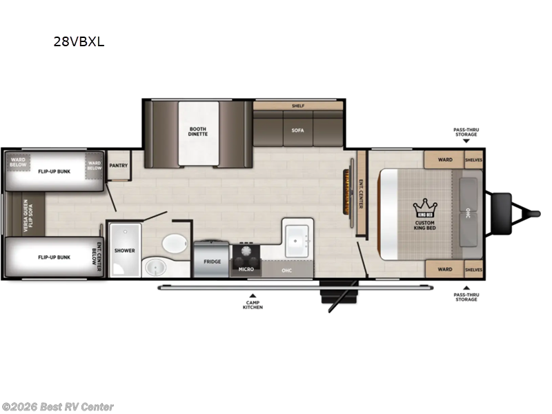 2027 Forest River Wildwood X-Lite 28VBXL - New Travel Trailer For Sale by Best RV Center in Turlock, California features Slideout