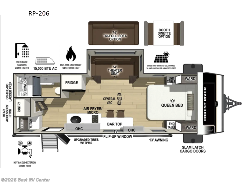 2027 Forest River R Pod RP-206 - New Travel Trailer For Sale by Best RV Center in Turlock, California features Slideout