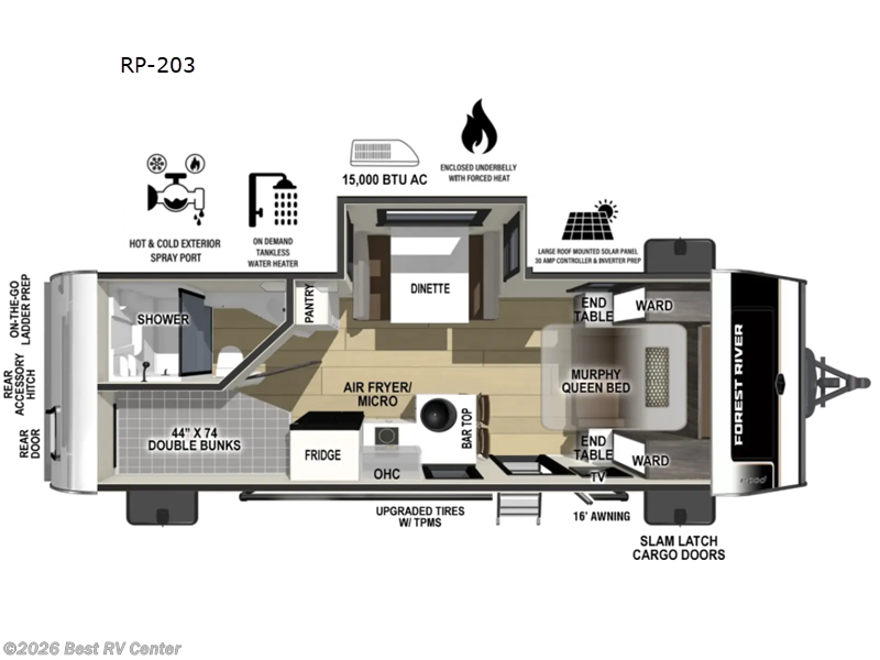 2027 Forest River R Pod RP-203 - New Travel Trailer For Sale by Best RV Center in Turlock, California features Slideout