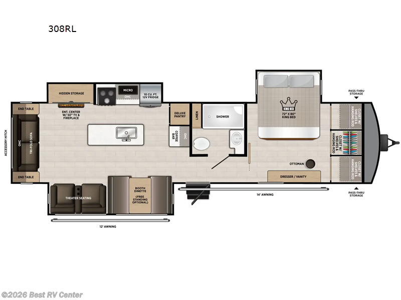 2027 Forest River Wildwood Heritage Glen 308RL - New Travel Trailer For Sale by Best RV Center in Turlock, California features Slideout