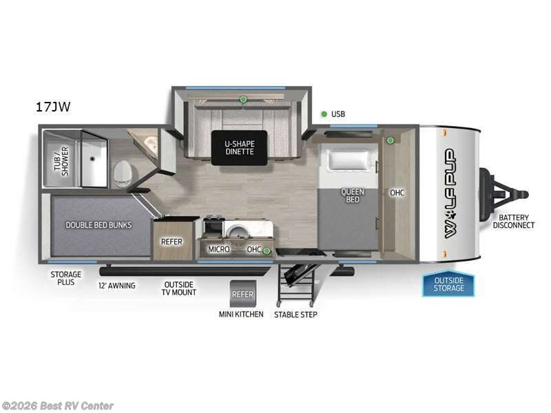 2027 Forest River Cherokee Wolf Pup 17JW - New Travel Trailer For Sale by Best RV Center in Turlock, California features Slideout