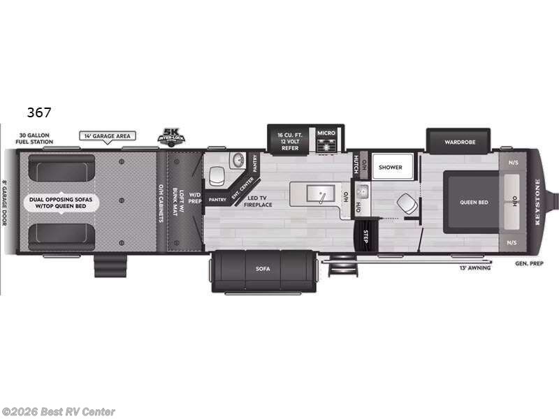 2027 Keystone Fuzion Impact Edition 367 - New Toy Hauler For Sale by Best RV Center in Turlock, California features Slideout