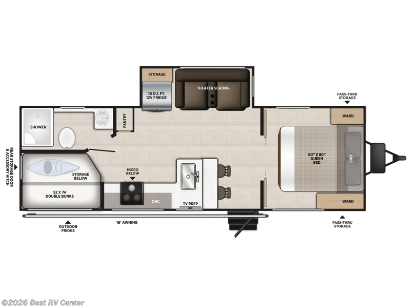 2027 Forest River Wildwood Heritage Glen 245BHHL - New Travel Trailer For Sale by Best RV Center in Turlock, California features Slideout