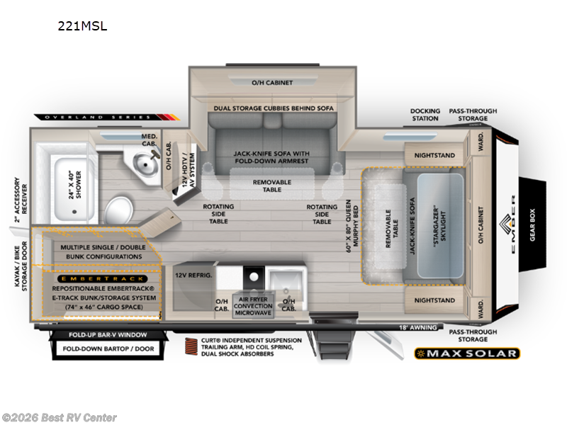 2027 Ember RV Overland Series 221MSL - New Travel Trailer For Sale by Best RV Center in Turlock, California features Slideout