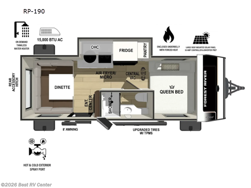 2027 Forest River R Pod RP-190 - New Travel Trailer For Sale by Best RV Center in Turlock, California features Slideout