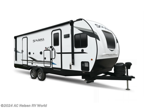 &lt;p&gt;&lt;strong&gt;Palomino SolAire travel trailer 230FKBS highlights:&lt;/strong&gt;&lt;/p&gt; &lt;ul&gt; &lt;li&gt;Dual Slides&lt;/li&gt; &lt;li&gt;Front Kitchen&lt;/li&gt; &lt;li&gt;Exterior Convenience Center&lt;/li&gt; &lt;li&gt;Rear Master Bedroom&lt;/li&gt; &lt;/ul&gt; &lt;p&gt;&#160;&lt;/p&gt; &lt;p&gt;This &lt;strong&gt;dual entry&lt;/strong&gt;, dual slide out travel trailer will provide at-home comforts while you&#39;re at the campground. You will love the rear master bedroom with a &lt;strong&gt;king bed slide out&lt;/strong&gt; and a spacious wardrobe for your clothes, plus you have your own exterior entry here and access to the &lt;strong&gt;walk-through bath&lt;/strong&gt;. The main living area is spacious with its dinette slide, plus a front kitchen with ample counter space. There is also a pantry, an entryway closet, plus &lt;strong&gt;outside storage&lt;/strong&gt; for your camping gear and belongings.&#160;&lt;/p&gt; &lt;p&gt;&#160;&lt;/p&gt; &lt;p&gt;Each SolAire travel trailer or hybrid expandable features a &lt;strong&gt;white hi-gloss exterior&lt;/strong&gt;&#160;and &lt;strong&gt;Dexter Tor-Flex torsion axles&lt;/strong&gt; for smooth towing. You will love having a power tongue jack for easy set up, plus slam latch baggage doors with magnets to make unloading easier than ever. There is also a &lt;strong&gt;tire pressure monitoring system&lt;/strong&gt;, a power awning with LED lights, and aluminum wheels included on the exterior. Head inside to find solid surface countertops,&lt;strong&gt; roller shades&lt;/strong&gt;, a Furrion HDMI DVD/Bluetooth/HDMI stereo, and USB ports to keep your electronics charged.&#160;&lt;/p&gt;&lt;ul&gt;&lt;li&gt;Two Entry/Exit Doors&lt;/li&gt;&lt;li&gt;Front Kitchen&lt;/li&gt;&lt;li&gt;Rear Bedroom&lt;/li&gt;&lt;/ul&gt;&lt;ul&gt;&lt;li&gt;30LB LP TANKS&lt;/li&gt;&lt;li&gt; 43&quot; TV&lt;/li&gt;&lt;li&gt; AIR CONDITIONER (15KBTU UPGRADE)&lt;/li&gt;&lt;li&gt; FIREPLACE&lt;/li&gt;&lt;li&gt; GLASS TOP FLUSH MOUNT RANGE&lt;/li&gt;&lt;li&gt; LAKEFRONT PACKAGE&lt;/li&gt;&lt;li&gt; MAXX AIR VENT&lt;/li&gt;&lt;li&gt; MAXX AIR VENT - BEDROOM&lt;/li&gt;&lt;li&gt; RVQ BUMPER GRILL&lt;/li&gt;&lt;li&gt; VALUE PACKAGE&lt;/li&gt;&lt;/ul&gt;