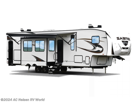 &lt;p&gt;&lt;strong&gt;Forest River Sabre fifth wheel 38DBL highlights:&lt;/strong&gt;&lt;/p&gt; &lt;ul&gt; &lt;li&gt;Two Full Bathrooms&lt;/li&gt; &lt;li&gt;Loft&lt;/li&gt; &lt;li&gt;Kitchen Island&lt;/li&gt; &lt;li&gt;Two Bedrooms&lt;/li&gt; &lt;li&gt;Outside Kitchen&lt;/li&gt; &lt;/ul&gt; &lt;p&gt;&#160;&lt;/p&gt; &lt;p&gt;You won&#39;t believe all that this fifth wheel has to offer! Enjoy a good night&#39;s rest each night on the &lt;strong&gt;king bed slide&lt;/strong&gt; in the front private bedroom which also has a front wardrobe with washer and dryer prep, and the rest of your group can sleep in the second bedroom. Inside this bedroom is a slide that houses a tri-fold sofa with a &lt;strong&gt;flip-up bunk&lt;/strong&gt; above it, an entertainment center with storage, and a loft area above it all with two bunks and cabinets. Plus, that bedroom even has its very own rear full bathroom with a 36&quot; x 24&quot; shower to freshen up in each morning and one of the &lt;strong&gt;dual entry doors&lt;/strong&gt; to the unit. The chef will enjoy using the kitchen island to prepare their best home cooked meals and everyone can gather together at the table with bench seating and two chairs next to the &lt;strong&gt;theater seating&lt;/strong&gt; conveniently across from the entertainment center with a fireplace. You could even prepare your meals at the outdoor kitchen!&lt;/p&gt; &lt;p&gt;&#160;&lt;/p&gt; &lt;p&gt;You will experience luxurious camping trips at an affordable price with any one of these Forest River Sabre fifth wheels! These models are durable and ready to travel anytime of the year thanks to features like the &lt;strong&gt;high-gloss gel-coat front cap&lt;/strong&gt; with LED lighting, the PVC roof membrane, and the forced air underbelly with enclosed gate valves. The &lt;strong&gt;electric auto-leveling system&lt;/strong&gt; makes setting up easy and safe, and the adjustable power awning with LED lighting will create an inviting outdoor living space. Each model includes a &lt;strong&gt;universal docking station&lt;/strong&gt; which includes a black tank flush and an outside shower, and detachable and adjustable stable steps for you to enter and exit the unit safely. Inside, you will love the design of the ambient accent lighting above the crown molding in the living area, the &lt;strong&gt;real wood lumbercore cabinetry&lt;/strong&gt;, and the vintage gaslight decorative lighting!&lt;/p&gt;&lt;ul&gt;&lt;li&gt;Front Bedroom&lt;/li&gt;&lt;li&gt;Bunkhouse&lt;/li&gt;&lt;li&gt;Rear Bath&lt;/li&gt;&lt;li&gt;Two Entry/Exit Doors&lt;/li&gt;&lt;li&gt;Outdoor Kitchen&lt;/li&gt;&lt;li&gt;Kitchen Island&lt;/li&gt;&lt;li&gt;Loft&lt;/li&gt;&lt;li&gt;Two Full Baths&lt;/li&gt;&lt;/ul&gt;&lt;ul&gt;&lt;li&gt;BISTRO KITCHEN PACKAGE&lt;/li&gt;&lt;li&gt; CONVENIENCE PACKAGE&lt;/li&gt;&lt;li&gt; JUICE PACK W/100 WATT SOLAR PANEL&lt;/li&gt;&lt;li&gt; ULTIMATE COMFORT PACKAGE&lt;/li&gt;&lt;/ul&gt;