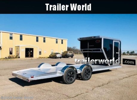 25&#39; Trailer 

19&#39; Open Bed, 

2) 5200lb Spread Axles, 

5) 16&quot; Aluminum Wheels, 

Spread Axles w Removable Fenders, 

Race Look Front w/ Carpet Lined Interior Front Box 

L.E.D. Interior Light 

Rear Spoiler w/ L.E.D. Load Lights 

L.E.D. Bar Light, 

Rear Tire Rack 

19&#39; Open Trailer 

(6) Stainless Swivel D-Rings 

Winch Plate 

7&#39; Ramps 

3&#39; Dovetail 

Electric Tongue Jack w/ Battery Pack, 

All L.E.D. Marker Lights
