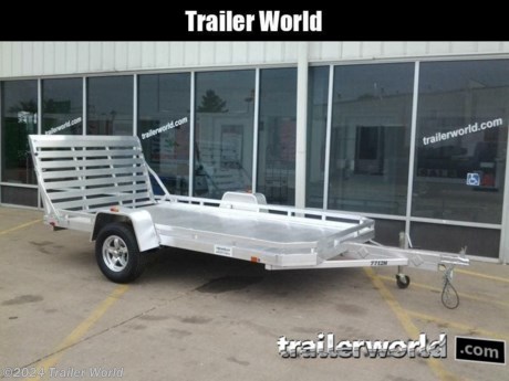 Aluma 7712H Aluminum Utility Trailer,

1-3000# Rubber torsion axle - No brakes - Easy lube hubs,

* ST205/75R14 LRC Radial tires (1760# cap/tire),
* Aluminum wheels,
* Aluminum fenders,
* Extruded aluminum floor, No Wood = No Rot,
* Front &amp; side retaining rails,
* A-Framed aluminum tongue, 48&quot; long with 2&quot; coupler,
* 

4. Stake pockets (2 per side),

* Swivel tongue jack, 800# capacity,
* LED Lighting package, safety chains,
* Aluminum tailgate - full width x 44&quot; long,
* Overall width = 101-1/2&quot;,
* Overall length = 176&quot; / 194-1/2&quot;,