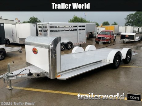 The is another new model in Sundowner Trailers&#39; popular open car line up. The eye appeal of the open car hauler combined with the features of the utility trailer have placed it in high demand. Its versatility and durable construction partnered with Sundowner&#39;s 3 year hitch to bumper, 8 year structural warranty promises you years of worry-free use.

Features:

3&#39; RACE STYLE NOSE GAURD : WHITE

Coupler: 2 5/16&quot;,

20&#39;,

SPREAD AXLES

Construction: All aluminum,

Floor: Interlocking 6&quot; aluminum plank floor,

Bottom rail: Polished heavy duty rail w/ Running Boards,

Load lights: LED load lights in Floor (4)

Tie Rings: 4 Recessed heavy duty tie rings,

Ramps: Slide out 8&#39; ramps,

Lights: LED marker and tail lights,

Fenders: Removable fenders,

Axles: 3500# Rubber torsion axles,

Brakes: 4 Wheel electric brakes,

Tires: 225x15 Radial tires with nitrogen,

Wheels: 6 Hole aluminum wheels,

Jack: Top wind jack,