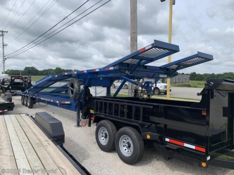 | G.V.W.R. | 25,000 lb. |
| -------- | ---------- |
| Electrical | DOT approved wiring, connectors, and all rubber mounted LED lights |
| Frame | 8 in. x 3 in. Tubular steel |
| Dovetail | 6 ft. |
| Upper Deck | 31 ft. with hydraulically lifted rear platform, with wireless remote |
| Side Rail | N/A |
| Tongue | 10 in. x 4 in. Tubular steel |
| Tires | 215/75 R17.5 16PR (4,805) with mounted spare standard |
| Floors | Ridged expanded metal runners with open center |
| Coupler | 2-5/16 in. 25,000 GVWR adjustable ball coupler or SAE 2 in. kingpin |
| Safety Chains | N/A |
| Ramps | 8 ft. Aluminum ramps |
| Tie Downs | Lower: Ratchets and straps. Upper Deck: Ratchets &amp; 5 ft. transport chains UNLESS heavy mesh option is ordered. |

| Deck Length | 47 ft. (Overall 67 ft. total deck space) |
| ----------- | ---------------------------------------- |
| Deck Height | N/A |
| Deck Width | N/A |
| Fenders | N/A |
| Lower Deck | 30 ft. flat + 6 ft. dove |
| Brakes | All wheel electric brakes |
| Tailgate | N/A |
| Wheels | Heavy duty steel wheels |
| Jack | Dual 12,000 lb. drop foot jacks |
| Axles | 3-8,000 lb. e-z lube axles |
| Suspension | Slipper springs |
| Toolbox | 18 in. x 18 in. x 36 in. lockable toolbox |
| Finish | Primed, 2 coats of automotive grade enamel, pin striped |

While we strive to represent our trailers with 100% accuracy - please call to confirm details of trailer.