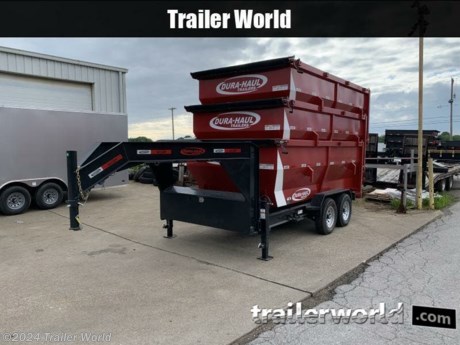 WELL ENGINEERED BY DURA-HAUL WHO ALSO MANUFACTURES SEMI TRAILERS.

COMPARE TO MAXX-D! YOU WILL LOVE OUR QUALITY, WORKMANSHIP, WARRANTY, SERVICE, AND PRICE.


2023 Roll Off Dumpster Gooseneck Trailer 7 x 14

* Powder coat superior paint finish
 Color: Black 311-12
* VIN: 3F8GD1426R1008952
* Engineered with 8&quot; Ultra Strong I Beam Frame.
* Dual Acting Power Hydraulic 5&quot; x 21.5&quot; x 2&quot; cylinder w/
 scissor hoist.
* Lockable 2 cu. ft. tool box.
* 7,000 lb. Tandem axles includes electric brakes.
* Multi-leaf spring suspension with equalizer. ST235/80 R16
 LRE Tires
* 10,000 lb. Adjustable leg crank jack. Safety brake-away
 system w/cable.
* Charger pump, battery &amp; remote control included.
* Electric Winch with 5/8 Galvanise Cable, With 6.6 HP
 Motor rated up to 17,500 Lb
* Fender, side &amp; rear LED markers (11)
* 14Ft Box with 48 tall fully formed sides 10 gauge top Rail
 and Rear barn doors.
* Black Mesh Tarp Installed
* Color: Red 312-13 (gloss)
 While we strive to represent our trailers with 100% accuracy - please call to confirm details of trailer.