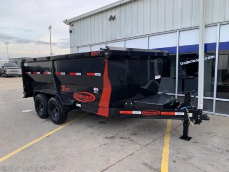 SUPER HEAVY DUTY TOP RAIL WITH FULLY FORMED RAIL TO PROTECT AGAINST BUCKETS AND DAMAGE FROM MACHINERY.

EXTRA WIDE TOP MORE THAN A NORMAL DUMP TRAILER! COMPARE TO DIAMOND C!!

2024 Dump Trailer Bumper Pull 7 x 14
* Powder coat superior paint finish
Color: Black 311-12
* VIN: 3F8BD1420R1007015
* Extra large capacity 91&quot;&quot; wide top box 7 gauge
smooth plate flooring.
* Engineered with 8&quot; Ultra Strong I Beam Frame.
* 48&quot;&quot; tall fully formed sides 10 gauge top rail
2.75&quot;&quot; x 4.25&quot;&quot;
* Dual Acting Power Hydraulic 5&quot; x 21.5&quot; x 2&quot;
cylinder w/ scissor hoist.
* Adjustable rear spreader gate &amp; barn doors.
* Double handle for spreader gate.
* Lockable 2 cu. ft. tool box.
* 8,000 lbs Tandem axles includes electric
brakes.
* Multi-leaf spring suspension with equalizer.
ST235/85 R16 Tires
* 10,000 lbs Adjustable leg crank jack. Safety
brake-away system w/cable.
* Diamond plate fenders.
* Charger pump, battery &amp; remote control
included.
* HD ramps quick access 6&#39;5&quot;&quot; long (included)
* Easy-load extra low 27&quot;&quot; deck height. Adjustable
(6-Hole) coupler 2-5/16&quot;&quot;.
* Fender, side &amp; rear LED markers


While we strive to represent our trailers with 100% accuracy - please call to confirm details of trailer.