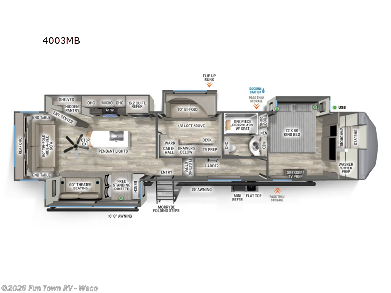 2026 Forest River Sandpiper 4003MB - New Fifth Wheel For Sale by Fun Town RV - Waco in Hewitt, Texas features Slideout