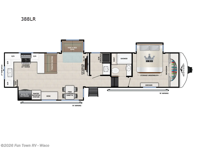2026 East to West Tandara 388LR - New Fifth Wheel For Sale by Fun Town RV - Waco in Hewitt, Texas features Slideout