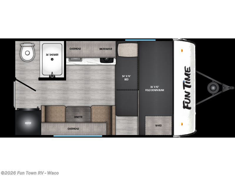 2026 CrossRoads Fun Time 125QB - New Travel Trailer For Sale by Fun Town RV - Waco in Hewitt, Texas