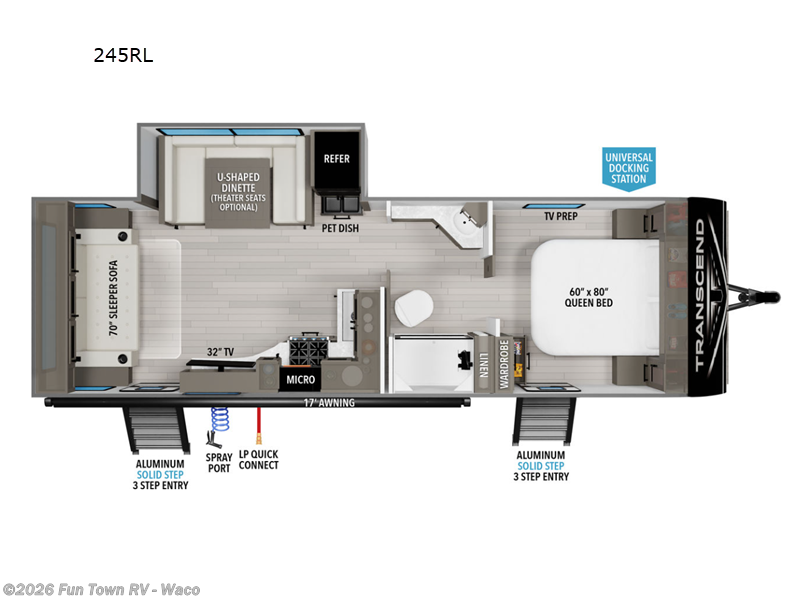 2024 Grand Design Transcend Xplor 245RL - Used Travel Trailer For Sale by Fun Town RV - Waco in Hewitt, Texas features Slideout