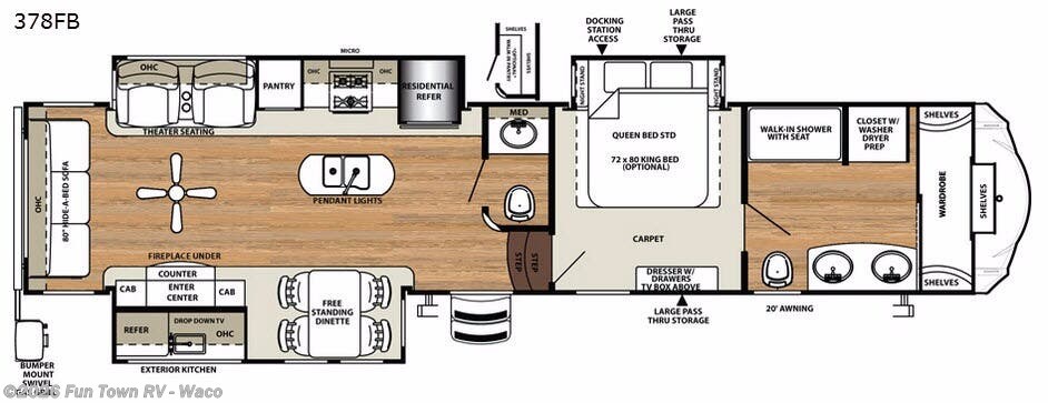 2017 Forest River Sandpiper 378FB - Used Fifth Wheel For Sale by Fun Town RV - Waco in Hewitt, Texas features Slideout