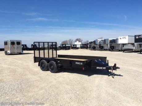 &lt;p&gt;NEW Rice Tandem Axle Utility Trailer 82x14&lt;/p&gt;
&lt;p&gt;2-3500# Axles&lt;/p&gt;
&lt;p&gt;Brakes On Both Axles&lt;/p&gt;
&lt;p&gt;2000# Jack Set Back &amp;amp; Bolted In&lt;/p&gt;
&lt;p&gt;15&quot; Radial Tire With Mod Wheels&lt;/p&gt;
&lt;p&gt;Spare Tire Mount&lt;/p&gt;
&lt;p&gt;Treated Wood Floor&lt;/p&gt;
&lt;p&gt;Safe Lock Removable Tool Box With Keyed Paddle Lock&lt;/p&gt;
&lt;p&gt;Aluminum Tool Box Lid And Gravel Guards&lt;/p&gt;
&lt;p&gt;Solid Metal Sides&lt;/p&gt;
&lt;p&gt;4&#39; Tube Drop Gate With Spring Loaded Latching System&lt;/p&gt;
&lt;p&gt;Spring Assisted Rear Gate&lt;/p&gt;
&lt;p&gt;Treated Floor&lt;/p&gt;
&lt;p&gt;Fully D.O.T. Compliant Led Light System&lt;/p&gt;
&lt;p&gt;Sealed Modular Wire Harness&lt;/p&gt;
&lt;p&gt;2 5/16&quot; Adjustable Coupler&lt;/p&gt;
&lt;p&gt;Fully Powder Coated&lt;/p&gt;
&lt;p&gt;TST8214&lt;/p&gt;
&lt;p&gt;&amp;nbsp;&lt;/p&gt;
&lt;div&gt;
&lt;div class=&quot;gmail_signature&quot; dir=&quot;ltr&quot; data-smartmail=&quot;gmail_signature&quot;&gt;
&lt;div dir=&quot;ltr&quot;&gt;
&lt;div class=&quot;gmail_default&quot;&gt;**Please call or email us to verify that this trailer is still for sale**&amp;nbsp; All prices on our website are Cash Prices. Tax, Title, and Licensing fees are not included in the listing price. All out-of-state purchasers must bring cash or a cashier&#39;s check. NO OUT OF STATE CHECKS WILL BE ACCEPTED!! We do NOT accept Credit Cards for payment on trailers! *Contact us for the best Out the Door Price* We offer financing through Sheffield Financial &amp;amp; Trailer Solutions Financial with approved credit on new trailers . Ask us about E-Track installs, D-Ring installs, Ladder Rack installs. Here at Kate&#39;s Trailer Sales we try to have over 400 trailers in stock and for sale at our Arthur IL location. We are a licensed Illinois Trailer Dealer. We also have a fully stocked selection of trailer parts and offer trailer service like wheel bearing, brakes, seals, lighting, wood replacement, panel replacement, welding on steel and aluminum, B&amp;amp;W&amp;nbsp;Gooseneck&amp;nbsp;Hitch installs, E-track installs, D-ring installs,Curt Hitches, Adjustable Hitches, B&amp;amp;W adjustable hitches.&amp;nbsp;We stock Enclosed Cargo Trailers, Horse Trailers, Livestock Trailers,&amp;nbsp;ATV&amp;nbsp;Trailers,&amp;nbsp;UTV&amp;nbsp;Tr&lt;wbr /&gt;ailers, Dump Trailers, Tiltbed&amp;nbsp;Equipment Trailers, Implement Trailers, Car Haulers, Aluminum Trailers, Utility Trailer, Box Trailer, Used Trailer for sale, Bobcat Trailer, Car Trailer, Race Trailers,&amp;nbsp;Gooseneck&amp;nbsp;Trailer,&amp;nbsp;G&lt;wbr /&gt;ooseneck&amp;nbsp;Enclosed Trailers,&amp;nbsp;Gooseneck&amp;nbsp;Dump Trailer, Hydraulic Dovetail Trailers, Low-Pro Trailers, Enclosed Car Trailers, Construction Trailers, Craft Trailers, Tool Trailers,&amp;nbsp;Deckover&amp;nbsp;Trailers, Farm Trailers, Seed Trailers, Skid Loader Trailer, Scissor Lift Trailers, Forklift Trailers, Motorcycle Trailers, Slingshot Trailer, Aluminum Cargo Trailers, Engineered I-Beam&amp;nbsp;Gooseneck&amp;nbsp;Trailers, Buggy Haulers, Jeep Trailers,&amp;nbsp;SXS&amp;nbsp;Trailer,&amp;nbsp;Pipetop&lt;wbr /&gt;&amp;nbsp;Trailer, Spring Loaded Gate Trailers, Trailer to haul my Golf-Cart,&amp;nbsp;Pintle&amp;nbsp;Trailer, Backhoe Trailer, Landscape Trailer, Lawn Care&amp;nbsp;Trailer.&amp;nbsp;&amp;nbsp;We are centrally located between Chicago IL, Indianapolis IN, St Louis MO,&amp;nbsp;Effingham&amp;nbsp;IL,&amp;nbsp;Champaign&amp;nbsp;IL&lt;wbr /&gt;, Decatur IL, Springfield IL, Rockford IL,Peoria IL ,&amp;nbsp;Bloomington&amp;nbsp;IL, Mount Vernon IL,&amp;nbsp;Teutopolis&amp;nbsp;IL, Decatur IL,&amp;nbsp;Litchfield&amp;nbsp;IL,&amp;nbsp;Danville&amp;nbsp;IL&lt;wbr /&gt;. We are a dealer for&amp;nbsp;Aluma&amp;nbsp;Aluminum Trailers, Cross Enclosed Cargo Trailers, Load Trail Trailers,&amp;nbsp;Midsota&amp;nbsp;Trailers, Nova Trailers by&amp;nbsp;Midsota, Pace Trailers, Lamar Trailers, Rice Trailers,&amp;nbsp;Sundowner&amp;nbsp;Trailers,&amp;nbsp;&lt;wbr /&gt;ATC Trailers, H&amp;amp;H Trailers, Horizon Trailers, Delta Livestock Trailers, Delta Horse Trailers.&lt;/div&gt;
&lt;/div&gt;
&lt;/div&gt;
&lt;/div&gt;
&lt;div class=&quot;gmail_default&quot;&gt;&amp;nbsp;&lt;/div&gt;