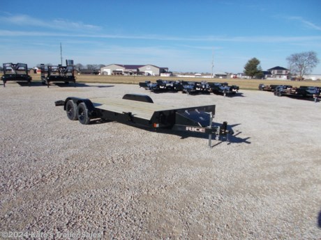 &lt;p&gt;NEW Rice Trailer FMCR8220&lt;/p&gt;
&lt;p&gt;82X20&#39; Car Hauler Trailer,&lt;/p&gt;
&lt;p&gt;7000# GVWR,&lt;/p&gt;
&lt;p&gt;(2) 3500# Axles,&lt;/p&gt;
&lt;p&gt;Brakes on both axles,&lt;/p&gt;
&lt;p&gt;ST205/75R15 6 PLY Radial Tires,&lt;/p&gt;
&lt;p&gt;Ez Lube Hubs,&lt;/p&gt;
&lt;p&gt;2&#39;&#39; Coupler,&lt;/p&gt;
&lt;p&gt;2000# Set Back Jack,&lt;/p&gt;
&lt;p&gt;5&quot; Channel Cold Formed Wrap Tongue ,&lt;/p&gt;
&lt;p&gt;5&quot; Channel Main Frame,&lt;/p&gt;
&lt;p&gt;3&quot; Formed Channel Crossmembers,&lt;/p&gt;
&lt;p&gt;Teardrop Fender w/ Steps,&lt;/p&gt;
&lt;p&gt;5&#39; Deluxe Slide Out Ramps,&lt;/p&gt;
&lt;p&gt;Pressure Treated 2X8 Wood Floor,&lt;/p&gt;
&lt;p&gt;LED Lighting ,&lt;/p&gt;
&lt;p&gt;Brake Away Kit,&lt;/p&gt;
&lt;p&gt;Powder Coat Paint,&lt;/p&gt;
&lt;p&gt;Tool Box ,&lt;/p&gt;
&lt;p&gt;Spare Tire Mount,&lt;/p&gt;
&lt;p&gt;1 Year Limited Manufacturer&#39;s Warranty&lt;/p&gt;
&lt;p&gt;&amp;nbsp;&lt;/p&gt;
&lt;div&gt;
&lt;div class=&quot;gmail_signature&quot; dir=&quot;ltr&quot; data-smartmail=&quot;gmail_signature&quot;&gt;
&lt;div dir=&quot;ltr&quot;&gt;&amp;nbsp;&lt;/div&gt;
&lt;/div&gt;
&lt;/div&gt;
&lt;div class=&quot;gmail_default&quot; style=&quot;color: #222222; font-style: normal; font-variant-ligatures: normal; font-variant-caps: normal; font-weight: 400; letter-spacing: normal; orphans: 2; text-align: start; text-indent: 0px; text-transform: none; widows: 2; word-spacing: 0px; -webkit-text-stroke-width: 0px; white-space: normal; background-color: #ffffff; text-decoration-thickness: initial; text-decoration-style: initial; text-decoration-color: initial; font-family: tahoma, sans-serif; font-size: large;&quot;&gt;
&lt;div class=&quot;gmail_default&quot;&gt;**Please call or email us to verify that this trailer is still for sale**&amp;nbsp; All prices on our website are Cash Prices. Tax, Title, and Licensing fees are not included in the listing price. All out-of-state purchasers must bring cash or a cashier&#39;s check. NO OUT OF STATE CHECKS WILL BE ACCEPTED!! We do NOT accept Credit Cards for payment on trailers! *Contact us for the best Out the Door Price* We offer financing through Sheffield Financial &amp;amp; Trailer Solutions Financial with approved credit on new trailers . Ask us about E-Track installs, D-Ring installs, Ladder Rack installs. Here at Kate&#39;s Trailer Sales we try to have over 400 trailers in stock and for sale at our Arthur IL location. We are a licensed Illinois Trailer Dealer. We also have a fully stocked selection of trailer parts and offer trailer service like wheel bearing, brakes, seals, lighting, wood replacement, panel replacement, welding on steel and aluminum, B&amp;amp;W&amp;nbsp;Gooseneck&amp;nbsp;Hitch installs, E-track installs, D-ring installs,Curt Hitches, Adjustable Hitches, B&amp;amp;W adjustable hitches.&amp;nbsp;We stock Enclosed Cargo Trailers, Horse Trailers, Livestock Trailers,&amp;nbsp;ATV&amp;nbsp;Trailers,&amp;nbsp;UTV&amp;nbsp;Tr&lt;wbr /&gt;ailers, Dump Trailers, Tiltbed&amp;nbsp;Equipment Trailers, Implement Trailers, Car Haulers, Aluminum Trailers, Utility Trailer, Box Trailer, Used Trailer for sale, Bobcat Trailer, Car Trailer, Race Trailers,&amp;nbsp;Gooseneck&amp;nbsp;Trailer,&amp;nbsp;G&lt;wbr /&gt;ooseneck&amp;nbsp;Enclosed Trailers,&amp;nbsp;Gooseneck&amp;nbsp;Dump Trailer, Hydraulic Dovetail Trailers, Low-Pro Trailers, Enclosed Car Trailers, Construction Trailers, Craft Trailers, Tool Trailers,&amp;nbsp;Deckover&amp;nbsp;Trailers, Farm Trailers, Seed Trailers, Skid Loader Trailer, Scissor Lift Trailers, Forklift Trailers, Motorcycle Trailers, Slingshot Trailer, Aluminum Cargo Trailers, Engineered I-Beam&amp;nbsp;Gooseneck&amp;nbsp;Trailers, Buggy Haulers, Jeep Trailers,&amp;nbsp;SXS&amp;nbsp;Trailer,&amp;nbsp;Pipetop&lt;wbr /&gt;&amp;nbsp;Trailer, Spring Loaded Gate Trailers, Trailer to haul my Golf-Cart,&amp;nbsp;Pintle&amp;nbsp;Trailer, Backhoe Trailer, Landscape Trailer, Lawn Care&amp;nbsp;Trailer.&amp;nbsp;&amp;nbsp;We are centrally located between Chicago IL, Indianapolis IN, St Louis MO,&amp;nbsp;Effingham&amp;nbsp;IL,&amp;nbsp;Champaign&amp;nbsp;IL&lt;wbr /&gt;, Decatur IL, Springfield IL, Rockford IL,Peoria IL ,&amp;nbsp;Bloomington&amp;nbsp;IL, Mount Vernon IL,&amp;nbsp;Teutopolis&amp;nbsp;IL, Decatur IL,&amp;nbsp;Litchfield&amp;nbsp;IL,&amp;nbsp;Danville&amp;nbsp;IL&lt;wbr /&gt;. We are a dealer for&amp;nbsp;Aluma&amp;nbsp;Aluminum Trailers, Cross Enclosed Cargo Trailers, Load Trail Trailers,&amp;nbsp;Midsota&amp;nbsp;Trailers, Nova Trailers by&amp;nbsp;Midsota, Pace Trailers, Lamar Trailers, Rice Trailers,&amp;nbsp;Sundowner&amp;nbsp;Trailers,&amp;nbsp;&lt;wbr /&gt;ATC Trailers, H&amp;amp;H Trailers, Horizon Trailers, Delta Livestock Trailers, Delta Horse Trailers.&lt;/div&gt;
&lt;/div&gt;