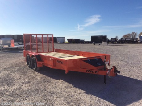 &lt;p&gt;NEW Rice Tandem Axle Utility Trailer 82x16&lt;/p&gt;
&lt;p&gt;2-3500# Axles&lt;/p&gt;
&lt;p&gt;Brakes On Both Axles&lt;/p&gt;
&lt;p&gt;2000# Jack Set Back &amp;amp; Bolted In&lt;/p&gt;
&lt;p&gt;15&quot; Radial Tire With Mod Wheels&lt;/p&gt;
&lt;p&gt;Spare Tire Mount&lt;/p&gt;
&lt;p&gt;Treated Wood Floor&lt;/p&gt;
&lt;p&gt;Safe Lock Removable Tool Box With Keyed Paddle Lock&lt;/p&gt;
&lt;p&gt;Aluminum Tool Box Lid And Gravel Guards&lt;/p&gt;
&lt;p&gt;Solid Metal Sides&lt;/p&gt;
&lt;p&gt;4&#39; Tube Drop Gate With Spring Loaded Latching System&lt;/p&gt;
&lt;p&gt;Spring Assisted Rear Gate&lt;/p&gt;
&lt;p&gt;Treated Floor&lt;/p&gt;
&lt;p&gt;Fully D.O.T. Compliant Led Light System&lt;/p&gt;
&lt;p&gt;Sealed Modular Wire Harness&lt;/p&gt;
&lt;p&gt;2 5/16&quot; Adjustable Coupler&lt;/p&gt;
&lt;p&gt;Fully Powder Coated&lt;/p&gt;
&lt;p&gt;TST8216&lt;/p&gt;
&lt;p&gt;&amp;nbsp;&lt;/p&gt;
&lt;p&gt;**Please call or email us to verify that this trailer is still for sale**&amp;nbsp; All prices on our website are Cash Prices. Tax, Title, and Licensing fees are not included in the listing price. All out-of-state purchasers must bring cash or a cashier&#39;s check. NO OUT OF STATE CHECKS WILL BE ACCEPTED!! We do NOT accept Credit Cards for payment on trailers! *Contact us for the best Out the Door Price* We offer financing through Sheffield Financial &amp;amp; Trailer Solutions Financial with approved credit on new trailers . Ask us about E-Track installs, D-Ring installs, Ladder Rack installs. Here at Kate&#39;s Trailer Sales we try to have over 400 trailers in stock and for sale at our Arthur IL location. We are a licensed Illinois Trailer Dealer. We also have a fully stocked selection of trailer parts and offer trailer service like wheel bearing, brakes, seals, lighting, wood replacement, panel replacement, welding on steel and aluminum, B&amp;amp;W Gooseneck Hitch installs, E-track installs, D-ring installs,Curt Hitches, Adjustable Hitches, B&amp;amp;W adjustable hitches. We stock Enclosed Cargo Trailers, Horse Trailers, Livestock Trailers, ATV Trailers, UTV Trailers, Dump Trailers, Tiltbed Equipment Trailers, Implement Trailers, Car Haulers, Aluminum Trailers, Utility Trailer, Box Trailer, Used Trailer for sale, Bobcat Trailer, Car Trailer, Race Trailers, Gooseneck Trailer, Gooseneck Enclosed Trailers, Gooseneck Dump Trailer, Hydraulic Dovetail Trailers, Low-Pro Trailers, Enclosed Car Trailers, Construction Trailers, Craft Trailers, Tool Trailers, Deckover Trailers, Farm Trailers, Seed Trailers, Skid Loader Trailer, Scissor Lift Trailers, Forklift Trailers, Motorcycle Trailers, Slingshot Trailer, Aluminum Cargo Trailers, Engineered I-Beam Gooseneck Trailers, Buggy Haulers, Jeep Trailers, SXS Trailer, Pipetop Trailer, Spring Loaded Gate Trailers, Trailer to haul my Golf-Cart, Pintle Trailer, Backhoe Trailer, Landscape Trailer, Lawn Care Trailer.&amp;nbsp; We are centrally located between Chicago IL, Indianapolis IN, St Louis MO, Effingham IL, Champaign IL, Decatur IL, Springfield IL, Rockford IL,Peoria IL , Bloomington IL, Mount Vernon IL, Teutopolis IL, Decatur IL, Litchfield IL, Danville IL. We are a dealer for Aluma Aluminum Trailers, Cross Enclosed Cargo Trailers, Load Trail Trailers, Midsota Trailers, Nova Trailers by Midsota, Pace Trailers, Lamar Trailers, Rice Trailers, Sundowner Trailers, ATC Trailers, H&amp;amp;H Trailers, Horizon Trailers, Delta Livestock Trailers, Delta Horse Trailers.&lt;/p&gt;