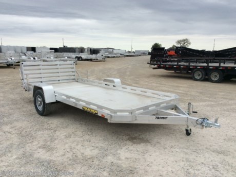 &lt;p&gt;New Aluma 7814BT Aluminum 14&#39; Utility ATV Trailer&lt;/p&gt;
&lt;div&gt;
&lt;div class=&quot;gmail_signature&quot; dir=&quot;ltr&quot; data-smartmail=&quot;gmail_signature&quot;&gt;
&lt;div dir=&quot;ltr&quot;&gt;
&lt;div dir=&quot;ltr&quot;&gt;
&lt;div dir=&quot;ltr&quot;&gt;
&lt;div dir=&quot;ltr&quot;&gt;
&lt;div dir=&quot;ltr&quot;&gt;
&lt;div dir=&quot;ltr&quot;&gt;
&lt;div dir=&quot;ltr&quot;&gt;
&lt;div dir=&quot;ltr&quot;&gt;
&lt;p&gt;3500# Rubber torsion axle (rated at 2990#) - No brakes - Easy lube hubs&lt;/p&gt;
&lt;p&gt;ST205/75R14 LRC radial tires with Aluminum wheels&lt;/p&gt;
&lt;p&gt;Aluminum fenders&lt;/p&gt;
&lt;p&gt;Extruded aluminum floor&lt;/p&gt;
&lt;p&gt;Front &amp;amp; side retaining rails&lt;/p&gt;
&lt;p&gt;A-Framed aluminum tongue 2&quot; coupler&lt;/p&gt;
&lt;p&gt;6) Stake pockets (3 per side)&lt;/p&gt;
&lt;p&gt;2) Rear stabilizer legs (1 per side)&lt;/p&gt;
&lt;p&gt;Swivel tongue jack&lt;/p&gt;
&lt;p&gt;LED Lighting package, safety chains&lt;/p&gt;
&lt;p&gt;Bi-Fold&amp;nbsp; tailgate&amp;nbsp;&lt;/p&gt;
&lt;p&gt;Overall width = 101.5&quot;&lt;/p&gt;
&lt;p&gt;Overall length = 225&quot;&lt;/p&gt;
&lt;p&gt;Empty Weight: 725 Lbs&lt;/p&gt;
&lt;p&gt;*5 year Limited factory warranty*&amp;nbsp;&lt;/p&gt;
&lt;/div&gt;
&lt;/div&gt;
&lt;/div&gt;
&lt;/div&gt;
&lt;/div&gt;
&lt;/div&gt;
&lt;/div&gt;
&lt;/div&gt;
&lt;/div&gt;
&lt;/div&gt;
&lt;div&gt;
&lt;div class=&quot;gmail_signature&quot; dir=&quot;ltr&quot; data-smartmail=&quot;gmail_signature&quot;&gt;
&lt;div dir=&quot;ltr&quot;&gt;
&lt;div dir=&quot;ltr&quot;&gt;
&lt;div dir=&quot;ltr&quot;&gt;
&lt;div dir=&quot;ltr&quot;&gt;
&lt;div dir=&quot;ltr&quot;&gt;
&lt;div dir=&quot;ltr&quot;&gt;
&lt;div dir=&quot;ltr&quot;&gt;
&lt;div dir=&quot;ltr&quot;&gt;
&lt;p&gt;&amp;nbsp;&lt;/p&gt;
&lt;p&gt;**Please call or email us to verify that this trailer is still for sale**&amp;nbsp; All prices on our website are Cash Prices. Tax, Title, and Licensing fees are not included in the listing price. All out-of-state purchasers must bring cash or a cashier&#39;s check. NO OUT OF STATE CHECKS WILL BE ACCEPTED!! We do NOT accept Credit Cards for payment on trailers! *Contact us for the best Out the Door Price* We offer financing through Sheffield Financial &amp;amp; Trailer Solutions Financial with approved credit on new trailers . Ask us about E-Track installs, D-Ring installs, Ladder Rack installs. Here at Kate&#39;s Trailer Sales we try to have over 400 trailers in stock and for sale at our Arthur IL location. We are a licensed Illinois Trailer Dealer. We also have a fully stocked selection of trailer parts and offer trailer service like wheel bearing, brakes, seals, lighting, wood replacement, panel replacement, welding on steel and aluminum, B&amp;amp;W Gooseneck Hitch installs, E-track installs, D-ring installs,Curt Hitches, Adjustable Hitches, B&amp;amp;W adjustable hitches. We stock Enclosed Cargo Trailers, Horse Trailers, Livestock Trailers, ATV Trailers, UTV Trailers, Dump Trailers, Tiltbed Equipment Trailers, Implement Trailers, Car Haulers, Aluminum Trailers, Utility Trailer, Box Trailer, Used Trailer for sale, Bobcat Trailer, Car Trailer, Race Trailers, Gooseneck Trailer, Gooseneck Enclosed Trailers, Gooseneck Dump Trailer, Hydraulic Dovetail Trailers, Low-Pro Trailers, Enclosed Car Trailers, Construction Trailers, Craft Trailers, Tool Trailers, Deckover Trailers, Farm Trailers, Seed Trailers, Skid Loader Trailer, Scissor Lift Trailers, Forklift Trailers, Motorcycle Trailers, Slingshot Trailer, Aluminum Cargo Trailers, Engineered I-Beam Gooseneck Trailers, Buggy Haulers, Jeep Trailers, SXS Trailer, Pipetop Trailer, Spring Loaded Gate Trailers, Trailer to haul my Golf-Cart, Pintle Trailer, Backhoe Trailer, Landscape Trailer, Lawn Care Trailer.&amp;nbsp; We are centrally located between Chicago IL, Indianapolis IN, St Louis MO, Effingham IL, Champaign IL, Decatur IL, Springfield IL, Rockford IL,Peoria IL , Bloomington IL, Mount Vernon IL, Teutopolis IL, Decatur IL, Litchfield IL, Danville IL. We are a dealer for Aluma Aluminum Trailers, Cross Enclosed Cargo Trailers, Load Trail Trailers, Midsota Trailers, Nova Trailers by Midsota, Pace Trailers, Lamar Trailers, Rice Trailers, Sundowner Trailers, ATC Trailers, H&amp;amp;H Trailers, Horizon Trailers, Delta Livestock Trailers, Delta Horse Trailers.&lt;/p&gt;
&lt;/div&gt;
&lt;/div&gt;
&lt;/div&gt;
&lt;/div&gt;
&lt;/div&gt;
&lt;/div&gt;
&lt;/div&gt;
&lt;/div&gt;
&lt;/div&gt;
&lt;/div&gt;