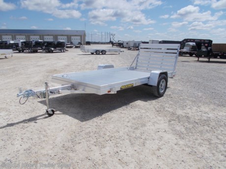 &lt;p&gt;New 6812H Utility Trailer&lt;/p&gt;
&lt;p&gt;68&#39;&#39; wide by 12&#39; long&lt;/p&gt;
&lt;p&gt;All aluminum construction (excluding axle &amp;amp; coupler)&lt;/p&gt;
&lt;p&gt;Model: 6812H&lt;/p&gt;
&lt;p&gt;Empty Weight: 640#&lt;/p&gt;
&lt;p&gt;Interior Bed Size: 68.5 x 147&lt;/p&gt;
&lt;p&gt;3500# Rubber torsion axles (rated at 2990#) - No brakes -&lt;/p&gt;
&lt;p&gt;Easy lube hubs&lt;/p&gt;
&lt;p&gt;ST205/75R14 LRC radial tires Aluminum wheels,&lt;/p&gt;
&lt;p&gt;Aluminum fenders&lt;/p&gt;
&lt;p&gt;Extruded aluminum floor&lt;/p&gt;
&lt;p&gt;Front retaining rail&amp;nbsp;&lt;/p&gt;
&lt;p&gt;Aluminum tongue with 2&#39;&#39; coupler&lt;/p&gt;
&lt;p&gt;(6) Stake pockets (3 per side)&lt;/p&gt;
&lt;p&gt;Swivel tongue jack,&lt;/p&gt;
&lt;p&gt;LED Lighting package,&lt;/p&gt;
&lt;p&gt;Safety chains&lt;/p&gt;
&lt;p&gt;Aluminum tailgate -&lt;/p&gt;
&lt;p&gt;67.5 wide x 44 long&lt;/p&gt;
&lt;p&gt;Overall width = 92.5&lt;/p&gt;
&lt;p&gt;Overall length = 199&lt;/p&gt;
&lt;p&gt;5 Year Warranty!&lt;/p&gt;
&lt;p&gt;&amp;nbsp;&lt;/p&gt;
&lt;div&gt;
&lt;div class=&quot;gmail_signature&quot; dir=&quot;ltr&quot; data-smartmail=&quot;gmail_signature&quot;&gt;
&lt;div dir=&quot;ltr&quot;&gt;
&lt;div class=&quot;gmail_default&quot;&gt;**Please call or email us to verify that this trailer is still for sale**&amp;nbsp; All prices on our website are Cash Prices. Tax, Title, and Licensing fees are not included in the listing price. All out-of-state purchasers must bring cash or a cashier&#39;s check. NO OUT OF STATE CHECKS WILL BE ACCEPTED!! We do NOT accept Credit Cards for payment on trailers! *Contact us for the best Out the Door Price* We offer financing through Sheffield Financial &amp;amp; Trailer Solutions Financial with approved credit on new trailers . Ask us about E-Track installs, D-Ring installs, Ladder Rack installs. Here at Kate&#39;s Trailer Sales we try to have over 400 trailers in stock and for sale at our Arthur IL location. We are a licensed Illinois Trailer Dealer. We also have a fully stocked selection of trailer parts and offer trailer service like wheel bearing, brakes, seals, lighting, wood replacement, panel replacement, welding on steel and aluminum, B&amp;amp;W&amp;nbsp;Gooseneck&amp;nbsp;Hitch installs, E-track installs, D-ring installs,Curt Hitches, Adjustable Hitches, B&amp;amp;W adjustable hitches.&amp;nbsp;We stock Enclosed Cargo Trailers, Horse Trailers, Livestock Trailers,&amp;nbsp;ATV&amp;nbsp;Trailers,&amp;nbsp;UTV&amp;nbsp;Tr&lt;wbr /&gt;ailers, Dump Trailers, Tiltbed&amp;nbsp;Equipment Trailers, Implement Trailers, Car Haulers, Aluminum Trailers, Utility Trailer, Box Trailer, Used Trailer for sale, Bobcat Trailer, Car Trailer, Race Trailers,&amp;nbsp;Gooseneck&amp;nbsp;Trailer,&amp;nbsp;G&lt;wbr /&gt;ooseneck&amp;nbsp;Enclosed Trailers,&amp;nbsp;Gooseneck&amp;nbsp;Dump Trailer, Hydraulic Dovetail Trailers, Low-Pro Trailers, Enclosed Car Trailers, Construction Trailers, Craft Trailers, Tool Trailers,&amp;nbsp;Deckover&amp;nbsp;Trailers, Farm Trailers, Seed Trailers, Skid Loader Trailer, Scissor Lift Trailers, Forklift Trailers, Motorcycle Trailers, Slingshot Trailer, Aluminum Cargo Trailers, Engineered I-Beam&amp;nbsp;Gooseneck&amp;nbsp;Trailers, Buggy Haulers, Jeep Trailers,&amp;nbsp;SXS&amp;nbsp;Trailer,&amp;nbsp;Pipetop&lt;wbr /&gt;&amp;nbsp;Trailer, Spring Loaded Gate Trailers, Trailer to haul my Golf-Cart,&amp;nbsp;Pintle&amp;nbsp;Trailer, Backhoe Trailer, Landscape Trailer, Lawn Care&amp;nbsp;Trailer.&amp;nbsp;&amp;nbsp;We are centrally located between Chicago IL, Indianapolis IN, St Louis MO,&amp;nbsp;Effingham&amp;nbsp;IL,&amp;nbsp;Champaign&amp;nbsp;IL&lt;wbr /&gt;, Decatur IL, Springfield IL, Rockford IL,Peoria IL ,&amp;nbsp;Bloomington&amp;nbsp;IL, Mount Vernon IL,&amp;nbsp;Teutopolis&amp;nbsp;IL, Decatur IL,&amp;nbsp;Litchfield&amp;nbsp;IL,&amp;nbsp;Danville&amp;nbsp;IL&lt;wbr /&gt;. We are a dealer for&amp;nbsp;Aluma&amp;nbsp;Aluminum Trailers, Cross Enclosed Cargo Trailers, Load Trail Trailers,&amp;nbsp;Midsota&amp;nbsp;Trailers, Nova Trailers by&amp;nbsp;Midsota, Pace Trailers, Lamar Trailers, Rice Trailers,&amp;nbsp;Sundowner&amp;nbsp;Trailers,&amp;nbsp;&lt;wbr /&gt;ATC Trailers, H&amp;amp;H Trailers, Horizon Trailers, Delta Livestock Trailers, Delta Horse Trailers.&lt;/div&gt;
&lt;/div&gt;
&lt;/div&gt;
&lt;/div&gt;