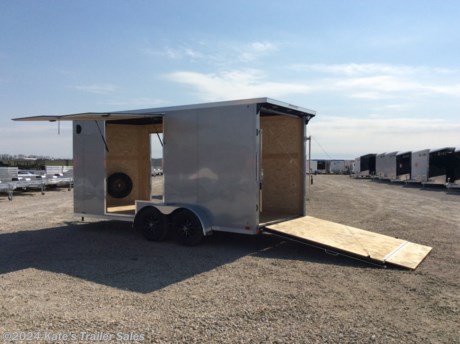 &lt;p&gt;Cross 7X16&#39; trailer with 12&quot; additional height . (84&quot; Interior height) 716TA&lt;/p&gt;
&lt;p&gt;&lt;strong&gt;Sidewinder Side Escape Door-66&#39;&#39; Wide Roadside 76&#39;&#39; Tall&amp;nbsp;&lt;/strong&gt;&lt;/p&gt;
&lt;p&gt;&lt;strong&gt;Aluminum Wheels&amp;nbsp;&lt;/strong&gt;&lt;/p&gt;
&lt;p&gt;&lt;strong&gt;Rear Spoile&lt;/strong&gt;r&amp;nbsp;&lt;/p&gt;
&lt;p&gt;(2) 3500 LB dexter Axles with EZ Lube hubs,&lt;/p&gt;
&lt;p&gt;Brakes on all 4 wheels,&lt;/p&gt;
&lt;p&gt;7000 LB GVWR,&lt;/p&gt;
&lt;p&gt;Screwless .030 exterior aluminum,&lt;/p&gt;
&lt;p&gt;Everything is 16&quot; on center floor, Tube walls and Tube ceiling,&lt;/p&gt;
&lt;p&gt;RV style side door,&lt;/p&gt;
&lt;p&gt;Rear Ramp door with extra flap,&lt;/p&gt;
&lt;p&gt;V-nose,&lt;/p&gt;
&lt;p&gt;Side Vents&lt;/p&gt;
&lt;p&gt;Matching Spare Tire&amp;nbsp;&lt;/p&gt;
&lt;p&gt;Spare Tire Mount&lt;/p&gt;
&lt;p&gt;4- D-Rings&lt;/p&gt;
&lt;p&gt;one piece aluminum roof,&lt;/p&gt;
&lt;p&gt;radial tires,&lt;/p&gt;
&lt;p&gt;LED lights,&lt;/p&gt;
&lt;p&gt;aluminum door hold backs on side door,&lt;/p&gt;
&lt;p&gt;3&quot; bottom trim,&lt;/p&gt;
&lt;p&gt;3/8&quot; waterproof side walls,&lt;/p&gt;
&lt;p&gt;3/4&quot; waterproof floor&lt;/p&gt;
&lt;p&gt;3 year limited factory Warranty&amp;nbsp;&lt;/p&gt;
&lt;p&gt;&amp;nbsp;&lt;/p&gt;
&lt;p&gt;**Please call or email us to verify that this trailer is still for sale**&amp;nbsp; All prices on our website are Cash Prices. Tax, Title, and Licensing fees are not included in the listing price. All out-of-state purchasers must bring cash or a cashier&#39;s check. NO OUT OF STATE CHECKS WILL BE ACCEPTED!! We do NOT accept Credit Cards for payment on trailers! *Contact us for the best Out the Door Price* We offer financing through Sheffield Financial &amp;amp; Trailer Solutions Financial with approved credit on new trailers . Ask us about E-Track installs, D-Ring installs, Ladder Rack installs. Here at Kate&#39;s Trailer Sales we try to have over 400 trailers in stock and for sale at our Arthur IL location. We are a licensed Illinois Trailer Dealer. We also have a fully stocked selection of trailer parts and offer trailer service like wheel bearing, brakes, seals, lighting, wood replacement, panel replacement, welding on steel and aluminum, B&amp;amp;W Gooseneck Hitch installs, E-track installs, D-ring installs,Curt Hitches, Adjustable Hitches, B&amp;amp;W adjustable hitches. We stock Enclosed Cargo Trailers, Horse Trailers, Livestock Trailers, ATV Trailers, UTV Trailers, Dump Trailers, Tiltbed Equipment Trailers, Implement Trailers, Car Haulers, Aluminum Trailers, Utility Trailer, Box Trailer, Used Trailer for sale, Bobcat Trailer, Car Trailer, Race Trailers, Gooseneck Trailer, Gooseneck Enclosed Trailers, Gooseneck Dump Trailer, Hydraulic Dovetail Trailers, Low-Pro Trailers, Enclosed Car Trailers, Construction Trailers, Craft Trailers, Tool Trailers, Deckover Trailers, Farm Trailers, Seed Trailers, Skid Loader Trailer, Scissor Lift Trailers, Forklift Trailers, Motorcycle Trailers, Slingshot Trailer, Aluminum Cargo Trailers, Engineered I-Beam Gooseneck Trailers, Buggy Haulers, Jeep Trailers, SXS Trailer, Pipetop Trailer, Spring Loaded Gate Trailers, Trailer to haul my Golf-Cart, Pintle Trailer, Backhoe Trailer, Landscape Trailer, Lawn Care Trailer.&amp;nbsp; We are centrally located between Chicago IL, Indianapolis IN, St Louis MO, Effingham IL, Champaign IL, Decatur IL, Springfield IL, Rockford IL,Peoria IL , Bloomington IL, Mount Vernon IL, Teutopolis IL, Decatur IL, Litchfield IL, Danville IL. We are a dealer for Aluma Aluminum Trailers, Cross Enclosed Cargo Trailers, Load Trail Trailers, Midsota Trailers, Nova Trailers by Midsota, Pace Trailers, Lamar Trailers, Rice Trailers, Sundowner Trailers, ATC Trailers, H&amp;amp;H Trailers, Horizon Trailers, Delta Livestock Trailers, Delta Horse Trailers.&lt;/p&gt;