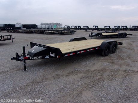 &lt;p&gt;New Rice Trailer FMCMR8220&lt;/p&gt;
&lt;p&gt;82X20&#39; Flatbed Car Hauler Trailer,&lt;/p&gt;
&lt;p&gt;9990GVWR (2) 5200# Axles,&lt;/p&gt;
&lt;p&gt;Brakes On Both Axles,&lt;/p&gt;
&lt;p&gt;Ez Lube Hubs,&lt;/p&gt;
&lt;p&gt;ST225/75R15 Radial Tires,&lt;/p&gt;
&lt;p&gt;2-5/16 Adj Coupler,&lt;/p&gt;
&lt;p&gt;7000# Drop Leg Jack,&lt;/p&gt;
&lt;p&gt;5&quot; Channel Tongue,&lt;/p&gt;
&lt;p&gt;5&quot; Channel Main Frame,&lt;/p&gt;
&lt;p&gt;3&quot; Channel Cross Members,&lt;/p&gt;
&lt;p&gt;2&#39; Tread Plate Dovetail,&lt;/p&gt;
&lt;p&gt;Weld on Teardrop Fenders w/ Steps,&lt;/p&gt;
&lt;p&gt;5&#39; Slide Out Ramps,&lt;/p&gt;
&lt;p&gt;Pressure Treated 2X8 Wood Floor,&lt;/p&gt;
&lt;p&gt;LED Lighting,&lt;/p&gt;
&lt;p&gt;Powder Coat Paint,&lt;/p&gt;
&lt;p&gt;Toolbox,&lt;/p&gt;
&lt;p&gt;Spare Mount,&lt;/p&gt;
&lt;p&gt;Empty Weight: 2875 Lbs,&lt;/p&gt;
&lt;p&gt;1 Year Limited Manufacturer&#39;s Warranty **&amp;nbsp;&lt;/p&gt;
&lt;p&gt;&amp;nbsp;&lt;/p&gt;
&lt;div&gt;
&lt;div class=&quot;gmail_signature&quot; dir=&quot;ltr&quot; data-smartmail=&quot;gmail_signature&quot;&gt;
&lt;div dir=&quot;ltr&quot;&gt;&amp;nbsp;&lt;/div&gt;
&lt;/div&gt;
&lt;/div&gt;
&lt;div class=&quot;gmail_default&quot; style=&quot;color: #222222; font-style: normal; font-variant-ligatures: normal; font-variant-caps: normal; font-weight: 400; letter-spacing: normal; orphans: 2; text-align: start; text-indent: 0px; text-transform: none; widows: 2; word-spacing: 0px; -webkit-text-stroke-width: 0px; white-space: normal; background-color: #ffffff; text-decoration-thickness: initial; text-decoration-style: initial; text-decoration-color: initial; font-family: tahoma, sans-serif; font-size: large;&quot;&gt;
&lt;div class=&quot;gmail_default&quot;&gt;**Please call or email us to verify that this trailer is still for sale**&amp;nbsp; All prices on our website are Cash Prices. Tax, Title, and Licensing fees are not included in the listing price. All out-of-state purchasers must bring cash or a cashier&#39;s check. NO OUT OF STATE CHECKS WILL BE ACCEPTED!! We do NOT accept Credit Cards for payment on trailers! *Contact us for the best Out the Door Price* We offer financing through Sheffield Financial &amp;amp; Trailer Solutions Financial with approved credit on new trailers . Ask us about E-Track installs, D-Ring installs, Ladder Rack installs. Here at Kate&#39;s Trailer Sales we try to have over 400 trailers in stock and for sale at our Arthur IL location. We are a licensed Illinois Trailer Dealer. We also have a fully stocked selection of trailer parts and offer trailer service like wheel bearing, brakes, seals, lighting, wood replacement, panel replacement, welding on steel and aluminum, B&amp;amp;W&amp;nbsp;Gooseneck&amp;nbsp;Hitch installs, E-track installs, D-ring installs,Curt Hitches, Adjustable Hitches, B&amp;amp;W adjustable hitches.&amp;nbsp;We stock Enclosed Cargo Trailers, Horse Trailers, Livestock Trailers,&amp;nbsp;ATV&amp;nbsp;Trailers,&amp;nbsp;UTV&amp;nbsp;Tr&lt;wbr /&gt;ailers, Dump Trailers, Tiltbed&amp;nbsp;Equipment Trailers, Implement Trailers, Car Haulers, Aluminum Trailers, Utility Trailer, Box Trailer, Used Trailer for sale, Bobcat Trailer, Car Trailer, Race Trailers,&amp;nbsp;Gooseneck&amp;nbsp;Trailer,&amp;nbsp;G&lt;wbr /&gt;ooseneck&amp;nbsp;Enclosed Trailers,&amp;nbsp;Gooseneck&amp;nbsp;Dump Trailer, Hydraulic Dovetail Trailers, Low-Pro Trailers, Enclosed Car Trailers, Construction Trailers, Craft Trailers, Tool Trailers,&amp;nbsp;Deckover&amp;nbsp;Trailers, Farm Trailers, Seed Trailers, Skid Loader Trailer, Scissor Lift Trailers, Forklift Trailers, Motorcycle Trailers, Slingshot Trailer, Aluminum Cargo Trailers, Engineered I-Beam&amp;nbsp;Gooseneck&amp;nbsp;Trailers, Buggy Haulers, Jeep Trailers,&amp;nbsp;SXS&amp;nbsp;Trailer,&amp;nbsp;Pipetop&lt;wbr /&gt;&amp;nbsp;Trailer, Spring Loaded Gate Trailers, Trailer to haul my Golf-Cart,&amp;nbsp;Pintle&amp;nbsp;Trailer, Backhoe Trailer, Landscape Trailer, Lawn Care&amp;nbsp;Trailer.&amp;nbsp;&amp;nbsp;We are centrally located between Chicago IL, Indianapolis IN, St Louis MO,&amp;nbsp;Effingham&amp;nbsp;IL,&amp;nbsp;Champaign&amp;nbsp;IL&lt;wbr /&gt;, Decatur IL, Springfield IL, Rockford IL,Peoria IL ,&amp;nbsp;Bloomington&amp;nbsp;IL, Mount Vernon IL,&amp;nbsp;Teutopolis&amp;nbsp;IL, Decatur IL,&amp;nbsp;Litchfield&amp;nbsp;IL,&amp;nbsp;Danville&amp;nbsp;IL&lt;wbr /&gt;. We are a dealer for&amp;nbsp;Aluma&amp;nbsp;Aluminum Trailers, Cross Enclosed Cargo Trailers, Load Trail Trailers,&amp;nbsp;Midsota&amp;nbsp;Trailers, Nova Trailers by&amp;nbsp;Midsota, Pace Trailers, Lamar Trailers, Rice Trailers,&amp;nbsp;Sundowner&amp;nbsp;Trailers,&amp;nbsp;&lt;wbr /&gt;ATC Trailers, H&amp;amp;H Trailers, Horizon Trailers, Delta Livestock Trailers, Delta Horse Trailers.&lt;/div&gt;
&lt;/div&gt;