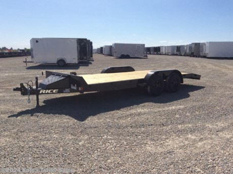 &lt;p&gt;NEW Rice Trailer FMCR8218&lt;/p&gt;
&lt;p&gt;82X18&#39; Car Hauler Trailer,&lt;/p&gt;
&lt;p&gt;7000# GVWR,&lt;/p&gt;
&lt;p&gt;(2) 3500# Axles,&lt;/p&gt;
&lt;p&gt;Brakes on both axles,&lt;/p&gt;
&lt;p&gt;ST205/75R15 6 PLY Radial Tires,&lt;/p&gt;
&lt;p&gt;Ez Lube Hubs,&lt;/p&gt;
&lt;p&gt;2-5/16&#39;&#39; Coupler,&lt;/p&gt;
&lt;p&gt;2000# Set Back Jack,&lt;/p&gt;
&lt;p&gt;5&quot; Channel Cold Formed Wrap Tongue ,&lt;/p&gt;
&lt;p&gt;5&quot; Channel Main Frame,&lt;/p&gt;
&lt;p&gt;3&quot; Formed Channel Crossmembers,&lt;/p&gt;
&lt;p&gt;Teardrop Fender w/ Steps,&lt;/p&gt;
&lt;p&gt;5&#39; Deluxe Slide Out Ramps,&lt;/p&gt;
&lt;p&gt;Pressure Treated 2X8 Wood Floor,&lt;/p&gt;
&lt;p&gt;LED Lighting ,&lt;/p&gt;
&lt;p&gt;Brake Away Kit,&lt;/p&gt;
&lt;p&gt;Powder Coat Paint,&lt;/p&gt;
&lt;p&gt;Tool Box ,&lt;/p&gt;
&lt;p&gt;Spare Tire Mount,&lt;/p&gt;
&lt;p&gt;1 Year Limited Manufacturer&#39;s Warranty&lt;/p&gt;
&lt;p&gt;&amp;nbsp;&lt;/p&gt;
&lt;div&gt;
&lt;div class=&quot;gmail_signature&quot; dir=&quot;ltr&quot; data-smartmail=&quot;gmail_signature&quot;&gt;
&lt;div dir=&quot;ltr&quot;&gt;
&lt;div class=&quot;gmail_default&quot;&gt;**Please call or email us to verify that this trailer is still for sale**&amp;nbsp; All prices on our website are Cash Prices. Tax, Title, and Licensing fees are not included in the listing price. All out-of-state purchasers must bring cash or a cashier&#39;s check. NO OUT OF STATE CHECKS WILL BE ACCEPTED!! We do NOT accept Credit Cards for payment on trailers! *Contact us for the best Out the Door Price* We offer financing through Sheffield Financial &amp;amp; Trailer Solutions Financial with approved credit on new trailers . Ask us about E-Track installs, D-Ring installs, Ladder Rack installs. Here at Kate&#39;s Trailer Sales we try to have over 400 trailers in stock and for sale at our Arthur IL location. We are a licensed Illinois Trailer Dealer. We also have a fully stocked selection of trailer parts and offer trailer service like wheel bearing, brakes, seals, lighting, wood replacement, panel replacement, welding on steel and aluminum, B&amp;amp;W&amp;nbsp;Gooseneck&amp;nbsp;Hitch installs, E-track installs, D-ring installs,Curt Hitches, Adjustable Hitches, B&amp;amp;W adjustable hitches.&amp;nbsp;We stock Enclosed Cargo Trailers, Horse Trailers, Livestock Trailers,&amp;nbsp;ATV&amp;nbsp;Trailers,&amp;nbsp;UTV&amp;nbsp;Tr&lt;wbr /&gt;ailers, Dump Trailers, Tiltbed&amp;nbsp;Equipment Trailers, Implement Trailers, Car Haulers, Aluminum Trailers, Utility Trailer, Box Trailer, Used Trailer for sale, Bobcat Trailer, Car Trailer, Race Trailers,&amp;nbsp;Gooseneck&amp;nbsp;Trailer,&amp;nbsp;G&lt;wbr /&gt;ooseneck&amp;nbsp;Enclosed Trailers,&amp;nbsp;Gooseneck&amp;nbsp;Dump Trailer, Hydraulic Dovetail Trailers, Low-Pro Trailers, Enclosed Car Trailers, Construction Trailers, Craft Trailers, Tool Trailers,&amp;nbsp;Deckover&amp;nbsp;Trailers, Farm Trailers, Seed Trailers, Skid Loader Trailer, Scissor Lift Trailers, Forklift Trailers, Motorcycle Trailers, Slingshot Trailer, Aluminum Cargo Trailers, Engineered I-Beam&amp;nbsp;Gooseneck&amp;nbsp;Trailers, Buggy Haulers, Jeep Trailers,&amp;nbsp;SXS&amp;nbsp;Trailer,&amp;nbsp;Pipetop&lt;wbr /&gt;&amp;nbsp;Trailer, Spring Loaded Gate Trailers, Trailer to haul my Golf-Cart,&amp;nbsp;Pintle&amp;nbsp;Trailer, Backhoe Trailer, Landscape Trailer, Lawn Care&amp;nbsp;Trailer.&amp;nbsp;&amp;nbsp;We are centrally located between Chicago IL, Indianapolis IN, St Louis MO,&amp;nbsp;Effingham&amp;nbsp;IL,&amp;nbsp;Champaign&amp;nbsp;IL&lt;wbr /&gt;, Decatur IL, Springfield IL, Rockford IL,Peoria IL ,&amp;nbsp;Bloomington&amp;nbsp;IL, Mount Vernon IL,&amp;nbsp;Teutopolis&amp;nbsp;IL, Decatur IL,&amp;nbsp;Litchfield&amp;nbsp;IL,&amp;nbsp;Danville&amp;nbsp;IL&lt;wbr /&gt;. We are a dealer for&amp;nbsp;Aluma&amp;nbsp;Aluminum Trailers, Cross Enclosed Cargo Trailers, Load Trail Trailers,&amp;nbsp;Midsota&amp;nbsp;Trailers, Nova Trailers by&amp;nbsp;Midsota, Pace Trailers, Lamar Trailers, Rice Trailers,&amp;nbsp;Sundowner&amp;nbsp;Trailers,&amp;nbsp;&lt;wbr /&gt;ATC Trailers, H&amp;amp;H Trailers, Horizon Trailers, Delta Livestock Trailers, Delta Horse Trailers.&lt;/div&gt;
&lt;/div&gt;
&lt;/div&gt;
&lt;/div&gt;
&lt;div class=&quot;gmail_default&quot; style=&quot;color: #222222; font-style: normal; font-variant-ligatures: normal; font-variant-caps: normal; font-weight: 400; letter-spacing: normal; orphans: 2; text-align: start; text-indent: 0px; text-transform: none; widows: 2; word-spacing: 0px; -webkit-text-stroke-width: 0px; white-space: normal; background-color: #ffffff; text-decoration-thickness: initial; text-decoration-style: initial; text-decoration-color: initial; font-family: tahoma, sans-serif; font-size: large;&quot;&gt;
&lt;div class=&quot;gmail_default&quot;&gt;&amp;nbsp;&lt;/div&gt;
&lt;/div&gt;