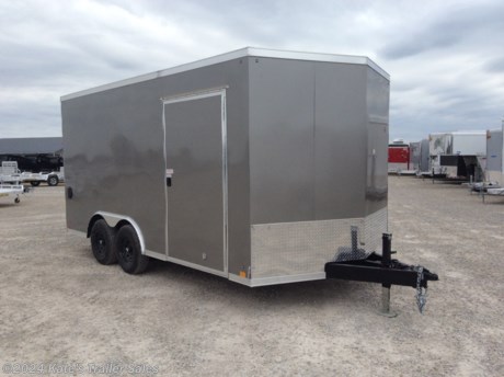&lt;p&gt;New Cross 816TA&lt;/p&gt;
&lt;p&gt;8.5X16&#39; long enclosed cargo trailer&amp;nbsp;&lt;/p&gt;
&lt;p&gt;6&#39;&#39; Additional height&amp;nbsp; (84&quot; Interior Height)&lt;/p&gt;
&lt;p&gt;V-nose&lt;/p&gt;
&lt;p&gt;Fixed Sidewall Vents&lt;/p&gt;
&lt;p&gt;RV Style side door&lt;/p&gt;
&lt;p&gt;SCREWLESS .030 Aluminum&lt;/p&gt;
&lt;p&gt;(2) 5200 lb Dexter axles&lt;/p&gt;
&lt;p&gt;Spare Tire &amp;amp; spare tire mount&amp;nbsp;&lt;/p&gt;
&lt;p&gt;EZ Lube hubs&lt;/p&gt;
&lt;p&gt;brakes on both axles,&lt;/p&gt;
&lt;p&gt;floor is 16 on center spacing,&lt;/p&gt;
&lt;p&gt;TUBE walls and TUBE ceiling are 16 on center spacing,&lt;/p&gt;
&lt;p&gt;one piece aluminum roof,&lt;/p&gt;
&lt;p&gt;radial tires,&lt;/p&gt;
&lt;p&gt;Triple Tube Tongue,&lt;/p&gt;
&lt;p&gt;3/4 floor,&lt;/p&gt;
&lt;p&gt;3/8 sidewalls,&lt;/p&gt;
&lt;p&gt;Rear Ramp Door&amp;nbsp;&lt;/p&gt;
&lt;p&gt;(4) recessed D-rings in floor&lt;/p&gt;
&lt;p&gt;Aluminum side door hold back&lt;/p&gt;
&lt;p&gt;24&quot; rock guard.&lt;/p&gt;
&lt;p&gt;3 year factory warranty&lt;/p&gt;
&lt;p&gt;&amp;nbsp;&lt;/p&gt;
&lt;p&gt;**Please call or email us to verify that this trailer is still for sale**&amp;nbsp; All prices on our website are Cash Prices. Tax, Title, and Licensing fees are not included in the listing price. All out-of-state purchasers must bring cash or a cashier&#39;s check. NO OUT OF STATE CHECKS WILL BE ACCEPTED!! We do NOT accept Credit Cards for payment on trailers! *Contact us for the best Out the Door Price* We offer financing through Sheffield Financial &amp;amp; Trailer Solutions Financial with approved credit on new trailers . Ask us about E-Track installs, D-Ring installs, Ladder Rack installs. Here at Kate&#39;s Trailer Sales we try to have over 400 trailers in stock and for sale at our Arthur IL location. We are a licensed Illinois Trailer Dealer. We also have a fully stocked selection of trailer parts and offer trailer service like wheel bearing, brakes, seals, lighting, wood replacement, panel replacement, welding on steel and aluminum, B&amp;amp;W Gooseneck Hitch installs, E-track installs, D-ring installs,Curt Hitches, Adjustable Hitches, B&amp;amp;W adjustable hitches. We stock Enclosed Cargo Trailers, Horse Trailers, Livestock Trailers, ATV Trailers, UTV Trailers, Dump Trailers, Tiltbed Equipment Trailers, Implement Trailers, Car Haulers, Aluminum Trailers, Utility Trailer, Box Trailer, Used Trailer for sale, Bobcat Trailer, Car Trailer, Race Trailers, Gooseneck Trailer, Gooseneck Enclosed Trailers, Gooseneck Dump Trailer, Hydraulic Dovetail Trailers, Low-Pro Trailers, Enclosed Car Trailers, Construction Trailers, Craft Trailers, Tool Trailers, Deckover Trailers, Farm Trailers, Seed Trailers, Skid Loader Trailer, Scissor Lift Trailers, Forklift Trailers, Motorcycle Trailers, Slingshot Trailer, Aluminum Cargo Trailers, Engineered I-Beam Gooseneck Trailers, Buggy Haulers, Jeep Trailers, SXS Trailer, Pipetop Trailer, Spring Loaded Gate Trailers, Trailer to haul my Golf-Cart, Pintle Trailer, Backhoe Trailer, Landscape Trailer, Lawn Care Trailer.&amp;nbsp; We are centrally located between Chicago IL, Indianapolis IN, St Louis MO, Effingham IL, Champaign IL, Decatur IL, Springfield IL, Rockford IL,Peoria IL , Bloomington IL, Mount Vernon IL, Teutopolis IL, Decatur IL, Litchfield IL, Danville IL. We are a dealer for Aluma Aluminum Trailers, Cross Enclosed Cargo Trailers, Load Trail Trailers, Midsota Trailers, Nova Trailers by Midsota, Pace Trailers, Lamar Trailers, Rice Trailers, Sundowner Trailers, ATC Trailers, H&amp;amp;H Trailers, Horizon Trailers, Delta Livestock Trailers, Delta Horse Trailers.&lt;/p&gt;
