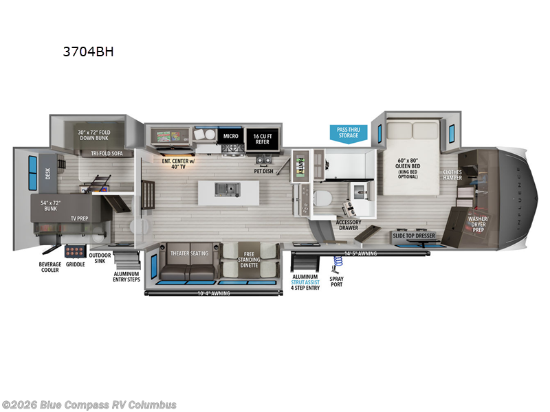 2025 Grand Design Influence 3704BH - New Fifth Wheel For Sale by Blue Compass RV Columbus in Delaware, Ohio features Slideout