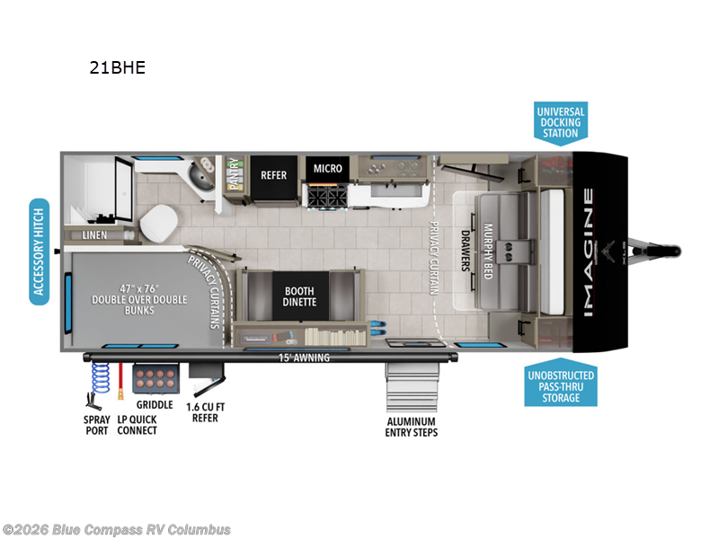 2025 Grand Design Imagine XLS 21BHE - Used Travel Trailer For Sale by Blue Compass RV Columbus in Delaware, Ohio