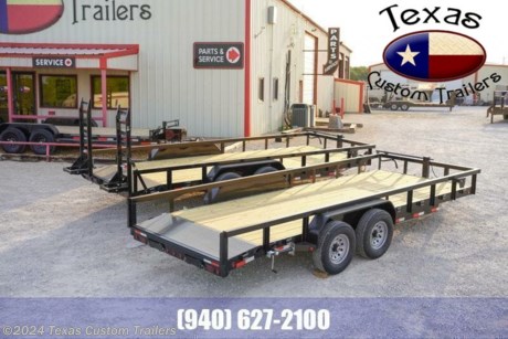83&quot; X 20&#39; UTILITY/EQUIPMENT 14K
2-7,000 LB BESSER AXLES 2 ELECTRIC BRAKES
3&quot; X 3&quot; SQUARE TUBING WELD ON TOP RAIL
5&#39; FOLD UP RAMPS W/SUPPORT LEGS &amp; SPRING ASSIST
2&#39; DIAMOND PLATE STEEL DOVE
STANDARD FEATURES:
14,000LB G.V.W.R.
2-7,000 LB DEXTER AXLES 1 ELECTRIC BRAKE 1 IDLER
SLIPPER SPRING SUSPENSION
6&quot; 8.2 LB CHANNEL FRAME
6&quot; 8.2 LB CHANNEL WRAPPED TONGUE
2-5/16&quot; ADJUSTABLE RAM COUPLER
3&quot; CHANNEL CROSSMEMBERS ON 24&quot; CENTERS
2-3/8&quot; PIPE TOP RAIL
2&quot; x 3&quot; x 3/16&quot; ANGLE IRON UPRIGHTS
1-10K SPRING LOADED JACK
DOUBLE BROKE DIAMOND PLATE FENDERS
TREATED WOOD FLOOR
SPARE TIRE MOUNT
STAKE POCKETS IN BETWEEN EACH UPRIGHT (NO RUB RAIL)
7 WAY RV PLUG-IN
FLUSH MOUNT LED LIGHTS
1 COAT OF PRIMER AND 2 COATS OF POLYURETHANE PAINT (PAINTED UNDERNEATH)
All Pictures shown are for illustration purpose only. Actual product may vary