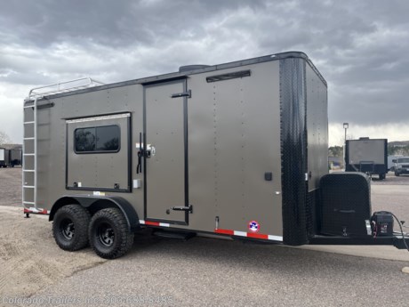 &lt;p&gt;&lt;span style=&quot;font-family: arial, helvetica, sans-serif; font-size: 18px;&quot;&gt;New 2023 7x18 Colorado Off Road 1/2 BATH Toy Hauler!&amp;nbsp; Trailer features:&lt;/span&gt;&lt;/p&gt;
&lt;p&gt;&lt;span style=&quot;font-family: arial, helvetica, sans-serif; font-size: 18px;&quot;&gt;2 - 5200lb. torsion axles with electric brakes&lt;br /&gt;&lt;/span&gt;&lt;span style=&quot;font-family: arial, helvetica, sans-serif;&quot;&gt;&lt;span style=&quot;font-size: 18px;&quot;&gt;32&quot; Mudterrian tires&amp;nbsp;&lt;/span&gt;&lt;/span&gt;&lt;br /&gt;&lt;span style=&quot;font-family: arial, helvetica, sans-serif; font-size: 18px;&quot;&gt;Rear ramp door with spring assist close and cam bars&lt;br /&gt;Rear Deck Option&lt;/span&gt;&lt;br /&gt;&lt;span style=&quot;font-family: arial, helvetica, sans-serif; font-size: 18px;&quot;&gt;Side door with RV lock and cam bar&lt;/span&gt;&lt;br /&gt;&lt;span style=&quot;font-family: arial, helvetica, sans-serif; font-size: 18px;&quot;&gt;4x5 Awning door&lt;/span&gt;&lt;br /&gt;&lt;span style=&quot;font-family: arial, helvetica, sans-serif; font-size: 18px;&quot;&gt;Fold down rv step&lt;/span&gt;&lt;br /&gt;&lt;span style=&quot;font-family: arial, helvetica, sans-serif; font-size: 18px;&quot;&gt;Removable coupler&lt;/span&gt;&lt;br /&gt;&lt;span style=&quot;font-family: arial, helvetica, sans-serif; font-size: 18px;&quot;&gt;Blackout package&lt;/span&gt;&lt;br /&gt;&lt;span style=&quot;font-family: arial, helvetica, sans-serif; font-size: 18px;&quot;&gt;LED exterior running lights&lt;/span&gt;&lt;br /&gt;&lt;span style=&quot;font-family: arial, helvetica, sans-serif; font-size: 18px;&quot;&gt;2 LED exterior load/spot lights&lt;/span&gt;&lt;br /&gt;&lt;span style=&quot;font-family: arial, helvetica, sans-serif; font-size: 18px;&quot;&gt;2 LED exterior party lights&lt;/span&gt;&lt;br /&gt;&lt;span style=&quot;font-family: arial, helvetica, sans-serif; font-size: 18px;&quot;&gt;6 LED interior puck lights&lt;/span&gt;&lt;br /&gt;&lt;span style=&quot;font-family: arial, helvetica, sans-serif; font-size: 18px;&quot;&gt;2 LED 4 foot interior ceiling lights&lt;/span&gt;&lt;br /&gt;&lt;span style=&quot;font-family: arial, helvetica, sans-serif; font-size: 18px;&quot;&gt;2 - 18x44 slider windows with screens&lt;/span&gt;&lt;br /&gt;&lt;span style=&quot;font-family: arial, helvetica, sans-serif; font-size: 18px;&quot;&gt;Insulated walls and ceiling&lt;/span&gt;&lt;br /&gt;&lt;span style=&quot;font-family: arial, helvetica, sans-serif; font-size: 18px;&quot;&gt;Aluminum wall and ceiling liner&lt;/span&gt;&lt;br /&gt;&lt;span style=&quot;font-family: arial, helvetica, sans-serif; font-size: 18px;&quot;&gt;Rubbercoin floor and ramp&lt;/span&gt;&lt;br /&gt;&lt;span style=&quot;font-family: arial, helvetica, sans-serif; font-size: 18px;&quot;&gt;7 foot interior height&lt;/span&gt;&lt;br /&gt;&lt;span style=&quot;font-family: arial, helvetica, sans-serif; font-size: 18px;&quot;&gt;30 amp power with 5 interior outlets and 1 exterior GFI&lt;/span&gt;&lt;br /&gt;&lt;span style=&quot;font-family: arial, helvetica, sans-serif; font-size: 18px;&quot;&gt;A/C unit with heat strip&amp;nbsp;&lt;/span&gt;&lt;br /&gt;&lt;span style=&quot;font-family: arial, helvetica, sans-serif; font-size: 18px;&quot;&gt;Non power roof vent with maxx air&lt;/span&gt;&lt;br /&gt;&lt;span style=&quot;font-family: arial, helvetica, sans-serif; font-size: 18px;&quot;&gt;Battery and box with battery charger&lt;/span&gt;&lt;br /&gt;&lt;span style=&quot;font-family: arial, helvetica, sans-serif; font-size: 18px;&quot;&gt;Stabilizer jacks&lt;/span&gt;&lt;br /&gt;&lt;span style=&quot;font-family: arial, helvetica, sans-serif; font-size: 18px;&quot;&gt;Generator platform with box&lt;/span&gt;&lt;br /&gt;&lt;span style=&quot;font-family: arial, helvetica, sans-serif; font-size: 18px;&quot;&gt;7x6 Roof rack with ladder&amp;nbsp;&lt;/span&gt;&lt;br /&gt;&lt;span style=&quot;font-family: arial, helvetica, sans-serif; font-size: 18px;&quot;&gt;Extended hitch&lt;/span&gt;&lt;br /&gt;&lt;span style=&quot;font-family: arial, helvetica, sans-serif; font-size: 18px;&quot;&gt;Triple tube tongue&lt;br /&gt;Detachable Cord&lt;br /&gt;Lower aluminum cabinet&lt;br /&gt;3x3 Toilet room with 12V light and 12V fan&lt;br /&gt;Copper sink with cabinet&lt;br /&gt;4 gal electric hot water heater&lt;br /&gt;26 gal fresh water&lt;br /&gt;Portable grey tank&lt;br /&gt;Laveo Toilet&lt;br /&gt;3 Year Factory Warranty&lt;br /&gt;&lt;/span&gt;&lt;/p&gt;
&lt;p&gt;&lt;span style=&quot;font-family: arial, helvetica, sans-serif; font-size: 18px;&quot;&gt;Dealer Stock #16383&lt;/span&gt;&lt;br /&gt;&lt;span style=&quot;font-family: arial, helvetica, sans-serif; font-size: 18px;&quot;&gt;Year: 2023&lt;/span&gt;&lt;br /&gt;&lt;span style=&quot;font-family: arial, helvetica, sans-serif; font-size: 18px;&quot;&gt;Make: Cargo Craft&lt;/span&gt;&lt;br /&gt;&lt;span style=&quot;font-family: arial, helvetica, sans-serif; font-size: 18px;&quot;&gt;Model: 7x18&lt;/span&gt;&lt;br /&gt;&lt;span style=&quot;font-family: arial, helvetica, sans-serif; font-size: 18px;&quot;&gt;Color: Bronze Blackout&lt;/span&gt;&lt;br /&gt;&lt;span style=&quot;font-family: arial, helvetica, sans-serif; font-size: 18px;&quot;&gt;Weight: 4800lbs.&lt;/span&gt;&lt;br /&gt;&lt;span style=&quot;font-family: arial, helvetica, sans-serif; font-size: 18px;&quot;&gt;Payload Capacity: 4000lbs.&lt;/span&gt;&lt;/p&gt;
&lt;p&gt;&lt;span style=&quot;font-family: arial, helvetica, sans-serif; font-size: 18px;&quot;&gt;Give us a call we would like to earn your business 303-688-8485 - Not near us? Shipping options available with great rates! Call to inquire.&lt;/span&gt;&lt;/p&gt;