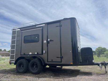 &lt;p&gt;&lt;span style=&quot;font-size: 16px; font-family: arial, helvetica, sans-serif;&quot;&gt;New 2023 7x14 Colorado OFF ROAD Trailer. Trailer is equipped with the Moab package.&amp;nbsp; Trailer features:&lt;/span&gt;&lt;/p&gt;
&lt;p&gt;HALF BATH READY&lt;br /&gt;&lt;br /&gt;&lt;span style=&quot;font-size: 16px; font-family: arial, helvetica, sans-serif;&quot;&gt;2-3500lb. torsion axles with electric brakes&lt;/span&gt;&lt;br /&gt;&lt;span style=&quot;font-size: 16px; font-family: arial, helvetica, sans-serif;&quot;&gt;Black out package&lt;/span&gt;&lt;br /&gt;&lt;span style=&quot;font-family: arial, helvetica, sans-serif; font-size: 16px;&quot;&gt;32 inch&amp;nbsp;&lt;/span&gt;Mudterrain&lt;span style=&quot;font-family: arial, helvetica, sans-serif; font-size: 16px;&quot;&gt;&amp;nbsp;tires&lt;/span&gt;&lt;br /&gt;&lt;span style=&quot;font-size: 16px; font-family: arial, helvetica, sans-serif;&quot;&gt;16&quot; on center walls, floor and ceiling&lt;/span&gt;&lt;br /&gt;&lt;span style=&quot;font-size: 16px; font-family: arial, helvetica, sans-serif;&quot;&gt;7x6 aluminum roof rack with ladder&lt;/span&gt;&lt;br /&gt;&lt;span style=&quot;font-size: 16px; font-family: arial, helvetica, sans-serif;&quot;&gt;Front Generator Platform with enclosed box&lt;/span&gt;&lt;br /&gt;&lt;span style=&quot;font-size: 16px; font-family: arial, helvetica, sans-serif;&quot;&gt;Drop down stabilizer jacks&lt;/span&gt;&lt;br /&gt;&lt;span style=&quot;font-size: 16px; font-family: arial, helvetica, sans-serif;&quot;&gt;Side door with RV lock and cam bar&lt;/span&gt;&lt;br /&gt;&lt;span style=&quot;font-size: 16px; font-family: arial, helvetica, sans-serif;&quot;&gt;Fold down RV Step at side door&lt;/span&gt;&lt;br /&gt;&lt;span style=&quot;font-size: 16px; font-family: arial, helvetica, sans-serif;&quot;&gt;Rear ramp door with spring assist close and rear deck option with cam bars&lt;/span&gt;&lt;br /&gt;&lt;span style=&quot;font-size: 16px; font-family: arial, helvetica, sans-serif;&quot;&gt;7 foot interior height&lt;/span&gt;&lt;br /&gt;&lt;span style=&quot;font-size: 16px; font-family: arial, helvetica, sans-serif;&quot;&gt;Rubber coin floor and ramp with Nudo down&lt;/span&gt;&lt;br /&gt;&lt;span style=&quot;font-size: 16px; font-family: arial, helvetica, sans-serif;&quot;&gt;Insulated walls and ceiling&lt;/span&gt;&lt;br /&gt;&lt;span style=&quot;font-size: 16px; font-family: arial, helvetica, sans-serif;&quot;&gt;Aluminum wall and ceiling liner&lt;/span&gt;&lt;br /&gt;&lt;span style=&quot;font-size: 16px; font-family: arial, helvetica, sans-serif;&quot;&gt;2 - 18x44 slider windows with screens in rear&lt;br /&gt;4x5 Awning door&lt;br /&gt;&lt;/span&gt;&lt;span style=&quot;font-family: arial, helvetica, sans-serif; font-size: 16px;&quot;&gt;3x3 enclosed room with 12V fan and 12V light&lt;/span&gt;&lt;br style=&quot;font-family: arial, helvetica, sans-serif; font-size: 16px;&quot; /&gt;&lt;span style=&quot;font-family: arial, helvetica, sans-serif; font-size: 16px;&quot;&gt;Lower cabinet and&amp;nbsp;countertop&lt;/span&gt;&lt;br /&gt;&lt;span style=&quot;font-size: 16px; font-family: arial, helvetica, sans-serif;&quot;&gt;Battery and box with battery charger&lt;br /&gt;Detachable cord&amp;nbsp;&lt;/span&gt;&lt;br /&gt;&lt;span style=&quot;font-size: 16px; font-family: arial, helvetica, sans-serif;&quot;&gt;30 amp power package with 4 interior outlets and 1 exterior GFI outlet&lt;/span&gt;&lt;br /&gt;&lt;span style=&quot;font-size: 16px; font-family: arial, helvetica, sans-serif;&quot;&gt;A/C unit with heat strip&lt;/span&gt;&lt;br /&gt;&lt;span style=&quot;font-size: 16px; font-family: arial, helvetica, sans-serif;&quot;&gt;Non power roof vent with maxx air&amp;nbsp;&lt;/span&gt;&lt;br /&gt;&lt;span style=&quot;font-size: 16px; font-family: arial, helvetica, sans-serif;&quot;&gt;4 D-rings&lt;/span&gt;&lt;br /&gt;&lt;span style=&quot;font-size: 16px; font-family: arial, helvetica, sans-serif;&quot;&gt;2 - 4 foot LED interior ceiling lights&lt;/span&gt;&lt;br /&gt;&lt;span style=&quot;font-size: 16px; font-family: arial, helvetica, sans-serif;&quot;&gt;2 LED exterior party lights&lt;/span&gt;&lt;br /&gt;&lt;span style=&quot;font-size: 16px; font-family: arial, helvetica, sans-serif;&quot;&gt;2 LED exterior spot/load lights&lt;/span&gt;&lt;br /&gt;&lt;span style=&quot;font-size: 16px; font-family: arial, helvetica, sans-serif;&quot;&gt;6 LED interior puck lights&lt;/span&gt;&lt;br /&gt;&lt;span style=&quot;font-size: 16px; font-family: arial, helvetica, sans-serif;&quot;&gt;3 year factory warranty&lt;/span&gt;&lt;/p&gt;
&lt;p&gt;&lt;span style=&quot;font-size: 16px; font-family: arial, helvetica, sans-serif;&quot;&gt;Dealer Stock #16468&lt;/span&gt;&lt;br /&gt;&lt;span style=&quot;font-size: 16px; font-family: arial, helvetica, sans-serif;&quot;&gt;Year: 2023&lt;/span&gt;&lt;br /&gt;&lt;span style=&quot;font-size: 16px; font-family: arial, helvetica, sans-serif;&quot;&gt;Make: Cargo Craft&lt;/span&gt;&lt;br /&gt;&lt;span style=&quot;font-size: 16px; font-family: arial, helvetica, sans-serif;&quot;&gt;Model: 7x14&lt;/span&gt;&lt;br /&gt;&lt;span style=&quot;font-size: 16px; font-family: arial, helvetica, sans-serif;&quot;&gt;Color: Bronze Blackout&amp;nbsp;&lt;/span&gt;&lt;br /&gt;&lt;span style=&quot;font-size: 16px; font-family: arial, helvetica, sans-serif;&quot;&gt;Weight: 3500lbs.&lt;/span&gt;&lt;/p&gt;
&lt;p&gt;&lt;span style=&quot;font-size: 16px; font-family: arial, helvetica, sans-serif;&quot;&gt;Give us a call we would like to earn your business 303-688-8485 - Family owned and operated. Shipping options available with great rates! Call to inquire.&amp;nbsp;&lt;/span&gt;&lt;/p&gt;
&lt;p&gt;&amp;nbsp;&lt;/p&gt;
&lt;p&gt;&amp;nbsp;&lt;/p&gt;