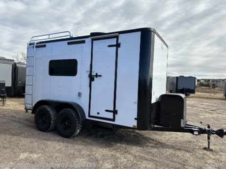 &lt;p&gt;&lt;span style=&quot;font-size: 16px; font-family: arial, helvetica, sans-serif;&quot;&gt;New 2024 7x14 Colorado OFF ROAD Trailer. Trailer is equipped with the Moab package.&amp;nbsp; Trailer features:&lt;/span&gt;&lt;br&gt;&lt;br&gt;&lt;span style=&quot;font-size: 16px; font-family: arial, helvetica, sans-serif;&quot;&gt;2-3500lb. torsion axles with electric brakes&lt;/span&gt;&lt;br&gt;&lt;span style=&quot;font-size: 16px; font-family: arial, helvetica, sans-serif;&quot;&gt;Black out package&lt;/span&gt;&lt;br&gt;&lt;span style=&quot;font-family: arial, helvetica, sans-serif; font-size: 16px;&quot;&gt;32 inch&amp;nbsp;&lt;/span&gt;Mudterrain&lt;span style=&quot;font-family: arial, helvetica, sans-serif; font-size: 16px;&quot;&gt;&amp;nbsp;tires&lt;/span&gt;&lt;br&gt;&lt;span style=&quot;font-size: 16px; font-family: arial, helvetica, sans-serif;&quot;&gt;16&quot; on center walls, floor and ceiling&lt;/span&gt;&lt;br&gt;&lt;span style=&quot;font-size: 16px; font-family: arial, helvetica, sans-serif;&quot;&gt;7x6 aluminum roof rack with ladder&lt;/span&gt;&lt;br&gt;&lt;span style=&quot;font-size: 16px; font-family: arial, helvetica, sans-serif;&quot;&gt;Front Generator Platform with enclosed box&lt;/span&gt;&lt;br&gt;&lt;span style=&quot;font-size: 16px; font-family: arial, helvetica, sans-serif;&quot;&gt;Drop down stabilizer jacks&lt;/span&gt;&lt;br&gt;&lt;span style=&quot;font-size: 16px; font-family: arial, helvetica, sans-serif;&quot;&gt;Side door with RV lock and cam bar&lt;/span&gt;&lt;br&gt;&lt;span style=&quot;font-size: 16px; font-family: arial, helvetica, sans-serif;&quot;&gt;Fold down RV Step at side door&lt;/span&gt;&lt;br&gt;&lt;span style=&quot;font-size: 16px; font-family: arial, helvetica, sans-serif;&quot;&gt;Rear ramp door with spring assist close and rear deck option with cam bars&lt;/span&gt;&lt;br&gt;&lt;span style=&quot;font-size: 16px; font-family: arial, helvetica, sans-serif;&quot;&gt;7 foot interior height&lt;/span&gt;&lt;br&gt;&lt;span style=&quot;font-family: arial, helvetica, sans-serif;&quot;&gt;&lt;span style=&quot;font-size: 16px;&quot;&gt;Nudo floor and ramp &lt;/span&gt;&lt;/span&gt;&lt;br&gt;&lt;span style=&quot;font-size: 16px; font-family: arial, helvetica, sans-serif;&quot;&gt;Insulated walls and ceiling&lt;/span&gt;&lt;br&gt;&lt;span style=&quot;font-size: 16px; font-family: arial, helvetica, sans-serif;&quot;&gt;Aluminum wall and ceiling liner&lt;/span&gt;&lt;br&gt;&lt;span style=&quot;font-size: 16px; font-family: arial, helvetica, sans-serif;&quot;&gt;2 - 18x44 slider windows with screens in rear&amp;nbsp;&lt;/span&gt;&lt;br&gt;&lt;span style=&quot;font-size: 16px; font-family: arial, helvetica, sans-serif;&quot;&gt;Battery and box with battery charger&lt;br&gt;Detachable cord&amp;nbsp;&lt;/span&gt;&lt;br&gt;&lt;span style=&quot;font-size: 16px; font-family: arial, helvetica, sans-serif;&quot;&gt;30 amp power package with 4 interior outlets and 1 exterior GFI outlet&lt;/span&gt;&lt;br&gt;&lt;span style=&quot;font-size: 16px; font-family: arial, helvetica, sans-serif;&quot;&gt;A/C unit with heat strip&amp;nbsp;&lt;/span&gt;&lt;br&gt;&lt;span style=&quot;font-size: 16px; font-family: arial, helvetica, sans-serif;&quot;&gt;Deluxe 12 volt fan&amp;nbsp;&amp;nbsp;&lt;/span&gt;&lt;br&gt;&lt;span style=&quot;font-size: 16px; font-family: arial, helvetica, sans-serif;&quot;&gt;4 D-rings&lt;/span&gt;&lt;br&gt;&lt;span style=&quot;font-size: 16px; font-family: arial, helvetica, sans-serif;&quot;&gt;2 - 4 foot LED interior ceiling lights&lt;/span&gt;&lt;br&gt;&lt;span style=&quot;font-size: 16px; font-family: arial, helvetica, sans-serif;&quot;&gt;2 LED exterior party lights&lt;/span&gt;&lt;br&gt;&lt;span style=&quot;font-size: 16px; font-family: arial, helvetica, sans-serif;&quot;&gt;2 LED exterior spot/load lights&lt;/span&gt;&lt;br&gt;&lt;span style=&quot;font-size: 16px; font-family: arial, helvetica, sans-serif;&quot;&gt;7 LED interior puck lights&lt;/span&gt;&lt;br&gt;&lt;span style=&quot;font-size: 16px; font-family: arial, helvetica, sans-serif;&quot;&gt;3 year factory warranty&lt;/span&gt;&lt;/p&gt;
&lt;p&gt;&lt;span style=&quot;font-size: 16px; font-family: arial, helvetica, sans-serif;&quot;&gt;Dealer Stock #16616&lt;/span&gt;&lt;br&gt;&lt;span style=&quot;font-size: 16px; font-family: arial, helvetica, sans-serif;&quot;&gt;Year: 2024&lt;/span&gt;&lt;br&gt;&lt;span style=&quot;font-size: 16px; font-family: arial, helvetica, sans-serif;&quot;&gt;Make: Cargo Craft&lt;/span&gt;&lt;br&gt;&lt;span style=&quot;font-size: 16px; font-family: arial, helvetica, sans-serif;&quot;&gt;Model: 7x14&lt;/span&gt;&lt;br&gt;&lt;span style=&quot;font-size: 16px; font-family: arial, helvetica, sans-serif;&quot;&gt;Color: White Blackout&amp;nbsp;&lt;/span&gt;&lt;br&gt;&lt;span style=&quot;font-size: 16px; font-family: arial, helvetica, sans-serif;&quot;&gt;Weight: 3200lbs.&lt;/span&gt;&lt;/p&gt;
&lt;p&gt;&lt;span style=&quot;font-size: 16px; font-family: arial, helvetica, sans-serif;&quot;&gt;Give us a call we would like to earn your business 303-688-8485 - Family owned and operated. Shipping options available with great rates! Call to inquire.&amp;nbsp;&lt;/span&gt;&lt;/p&gt;
&lt;p&gt;&amp;nbsp;&lt;/p&gt;
&lt;p&gt;&amp;nbsp;&lt;/p&gt;