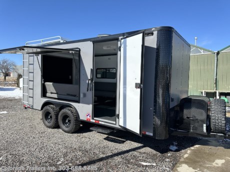 &lt;p&gt;New 2024 8.5x18 ORB Colorado Off Road Cargo Trailer for sale.&amp;nbsp; Trailer features:&lt;/p&gt;
&lt;p&gt;Trailer equipped with full bathroom, 2 roll over sofa beds, solar package, and 15 feet of garage space&lt;/p&gt;
&lt;p&gt;2 - 5200lb. torsion axles with electric brakes&lt;br&gt;Rear ramp door with spring assist close and cam bars&lt;br&gt;Rear Deck Option&lt;br&gt;Side door with RV lock and cam bar&lt;br&gt;Fold down RV step&lt;br&gt;Removable coupler&lt;br&gt;5x6 Awning door&lt;br&gt;Blackout package&lt;br&gt;4 D-rings&lt;br&gt;LED exterior running lights&lt;br&gt;2 LED exterior load/spot lights&lt;br&gt;2 LED exterior party lights&lt;br&gt;7 LED interior puck lights&lt;br&gt;2 LED 4 foot interior ceiling lights&lt;br&gt;2 - 18x44 slider windows with screens&lt;br&gt;Insulated walls and ceiling&lt;br&gt;Aluminum wall and ceiling liner&lt;br&gt;Rubbercoin floor and ramp with Nudo down&amp;nbsp;&lt;br&gt;7 foot interior height&lt;br&gt;30 amp power with 4 interior outlets and 1 exterior GFI&lt;br&gt;Detachable Cord&amp;nbsp;&lt;br&gt;A/C unit with heat strip&amp;nbsp;&lt;br&gt;Deluxe 12 volt fan&amp;nbsp;&lt;br&gt;Battery and box with battery charger&lt;br&gt;Stabilizer jacks&lt;br&gt;Generator platform with box&lt;br&gt;8x8 Roof rack with ladder&amp;nbsp;&lt;br&gt;Extended hitch&lt;br&gt;Triple tube tongue&lt;br&gt;3 Year Factory&amp;nbsp;Warranty&lt;br&gt;26 gallon fresh tank&lt;br&gt;4 gallon electric hot water heater&lt;br&gt;shower&lt;br&gt;cabinet&lt;br&gt;Laveo&amp;nbsp;Toilet&lt;br&gt;Portable grey tank&lt;br&gt;2- 100 amp hour lithium batteries&lt;br&gt;2 Roll over sofa beds&lt;br&gt;Solar package&lt;/p&gt;
&lt;p&gt;Dealer Stock #16621&lt;br&gt;Year: 2024&lt;br&gt;Make: Cargo Craft&lt;br&gt;Model: 8.5x18&lt;br&gt;Color: Matte Gray Blackout&lt;br&gt;Weight: 5,000lbs.&lt;br&gt;Payload Capacity: 5000lbs.&lt;/p&gt;
&lt;p&gt;Give us a call we would like to earn your business 303-688-8485 - Not near us? Shipping options available with great rates! Call to inquire.&lt;/p&gt;