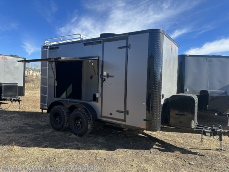 &lt;p&gt;&lt;span style=&quot;font-size: 16px; font-family: arial, helvetica, sans-serif;&quot;&gt;New 2024 7x14 Colorado OFF ROAD Trailer. Trailer is equipped with the Moab package.&amp;nbsp; Trailer features:&lt;/span&gt;&lt;br&gt;&lt;br&gt;&lt;span style=&quot;font-size: 16px; font-family: arial, helvetica, sans-serif;&quot;&gt;2-3500lb. torsion axles with electric brakes&lt;/span&gt;&lt;br&gt;&lt;span style=&quot;font-size: 16px; font-family: arial, helvetica, sans-serif;&quot;&gt;Black out package&lt;/span&gt;&lt;br&gt;&lt;span style=&quot;font-family: arial, helvetica, sans-serif; font-size: 16px;&quot;&gt;32 inch&amp;nbsp;&lt;/span&gt;Mudterrain&lt;span style=&quot;font-family: arial, helvetica, sans-serif; font-size: 16px;&quot;&gt;&amp;nbsp;tires&lt;/span&gt;&lt;br&gt;&lt;span style=&quot;font-size: 16px; font-family: arial, helvetica, sans-serif;&quot;&gt;16&quot; on center walls, floor and ceiling&lt;/span&gt;&lt;br&gt;&lt;span style=&quot;font-size: 16px; font-family: arial, helvetica, sans-serif;&quot;&gt;7x6 aluminum roof rack with ladder&lt;/span&gt;&lt;br&gt;&lt;span style=&quot;font-size: 16px; font-family: arial, helvetica, sans-serif;&quot;&gt;Front Generator Platform with enclosed box&lt;/span&gt;&lt;br&gt;&lt;span style=&quot;font-size: 16px; font-family: arial, helvetica, sans-serif;&quot;&gt;Drop down stabilizer jacks&lt;/span&gt;&lt;br&gt;&lt;span style=&quot;font-size: 16px; font-family: arial, helvetica, sans-serif;&quot;&gt;Side door with RV lock and cam bar&lt;/span&gt;&lt;br&gt;&lt;span style=&quot;font-size: 16px; font-family: arial, helvetica, sans-serif;&quot;&gt;Fold down RV Step at side door&lt;/span&gt;&lt;br&gt;&lt;span style=&quot;font-size: 16px; font-family: arial, helvetica, sans-serif;&quot;&gt;Rear ramp door with spring assist close and rear deck option with cam bars&lt;/span&gt;&lt;br&gt;&lt;span style=&quot;font-size: 16px; font-family: arial, helvetica, sans-serif;&quot;&gt;7 foot interior height&lt;/span&gt;&lt;br&gt;&lt;span style=&quot;font-family: arial, helvetica, sans-serif;&quot;&gt;&lt;span style=&quot;font-size: 16px;&quot;&gt;Rubber coin floor and ramp with Nudo down&amp;nbsp;&lt;/span&gt;&lt;/span&gt;&lt;br&gt;&lt;span style=&quot;font-size: 16px; font-family: arial, helvetica, sans-serif;&quot;&gt;Insulated walls and ceiling&lt;/span&gt;&lt;br&gt;&lt;span style=&quot;font-size: 16px; font-family: arial, helvetica, sans-serif;&quot;&gt;Aluminum wall and ceiling liner&lt;/span&gt;&lt;br&gt;&lt;span style=&quot;font-size: 16px; font-family: arial, helvetica, sans-serif;&quot;&gt;2 - 18x44 slider windows with screens in rear&lt;br&gt;4x6 Awning door&amp;nbsp;&lt;/span&gt;&lt;br&gt;&lt;span style=&quot;font-size: 16px; font-family: arial, helvetica, sans-serif;&quot;&gt;Battery and box with battery charger&lt;br&gt;Detachable cord&amp;nbsp;&lt;/span&gt;&lt;br&gt;&lt;span style=&quot;font-size: 16px; font-family: arial, helvetica, sans-serif;&quot;&gt;30 amp power package with 4 interior outlets and 1 exterior GFI outlet&lt;/span&gt;&lt;br&gt;&lt;span style=&quot;font-size: 16px; font-family: arial, helvetica, sans-serif;&quot;&gt;A/C unit with heat strip&amp;nbsp;&lt;/span&gt;&lt;br&gt;&lt;span style=&quot;font-size: 16px; font-family: arial, helvetica, sans-serif;&quot;&gt;Deluxe 12 volt fan&amp;nbsp;&amp;nbsp;&lt;/span&gt;&lt;br&gt;&lt;span style=&quot;font-size: 16px; font-family: arial, helvetica, sans-serif;&quot;&gt;4 D-rings&lt;/span&gt;&lt;br&gt;&lt;span style=&quot;font-size: 16px; font-family: arial, helvetica, sans-serif;&quot;&gt;2 - 4 foot LED interior ceiling lights&lt;/span&gt;&lt;br&gt;&lt;span style=&quot;font-size: 16px; font-family: arial, helvetica, sans-serif;&quot;&gt;2 LED exterior party lights&lt;/span&gt;&lt;br&gt;&lt;span style=&quot;font-size: 16px; font-family: arial, helvetica, sans-serif;&quot;&gt;2 LED exterior spot/load lights&lt;/span&gt;&lt;br&gt;&lt;span style=&quot;font-size: 16px; font-family: arial, helvetica, sans-serif;&quot;&gt;7 LED interior puck lights&lt;/span&gt;&lt;br&gt;&lt;span style=&quot;font-size: 16px; font-family: arial, helvetica, sans-serif;&quot;&gt;3 year factory warranty&lt;/span&gt;&lt;/p&gt;
&lt;p&gt;&lt;span style=&quot;font-size: 16px; font-family: arial, helvetica, sans-serif;&quot;&gt;Dealer Stock #16628&lt;/span&gt;&lt;br&gt;&lt;span style=&quot;font-size: 16px; font-family: arial, helvetica, sans-serif;&quot;&gt;Year: 2024&lt;/span&gt;&lt;br&gt;&lt;span style=&quot;font-size: 16px; font-family: arial, helvetica, sans-serif;&quot;&gt;Make: Cargo Craft&lt;/span&gt;&lt;br&gt;&lt;span style=&quot;font-size: 16px; font-family: arial, helvetica, sans-serif;&quot;&gt;Model: 7x14&lt;/span&gt;&lt;br&gt;&lt;span style=&quot;font-size: 16px; font-family: arial, helvetica, sans-serif;&quot;&gt;Color: Matte Gray Blackout&amp;nbsp;&lt;/span&gt;&lt;br&gt;&lt;span style=&quot;font-size: 16px; font-family: arial, helvetica, sans-serif;&quot;&gt;Weight: 3200lbs.&lt;/span&gt;&lt;/p&gt;
&lt;p&gt;&lt;span style=&quot;font-size: 16px; font-family: arial, helvetica, sans-serif;&quot;&gt;Give us a call we would like to earn your business 303-688-8485 - Family owned and operated. Shipping options available with great rates! Call to inquire.&amp;nbsp;&lt;/span&gt;&lt;/p&gt;
&lt;p&gt;&amp;nbsp;&lt;/p&gt;
&lt;p&gt;&amp;nbsp;&lt;/p&gt;