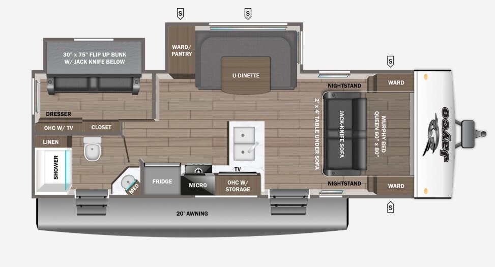 Floorplan of 2026 Jayco Jay Feather 23MBD
